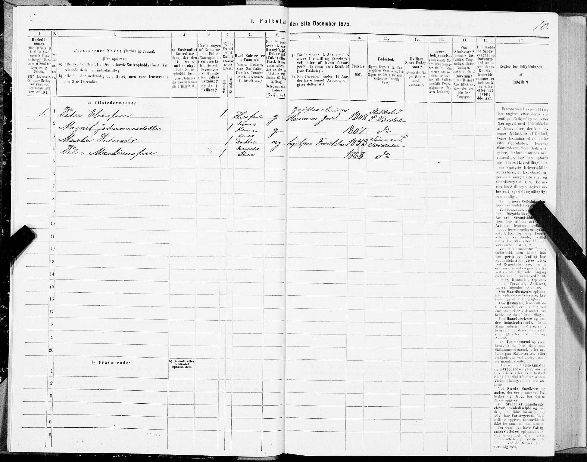 SAT, 1875 census for 1721P Verdal, 1875, p. 5010