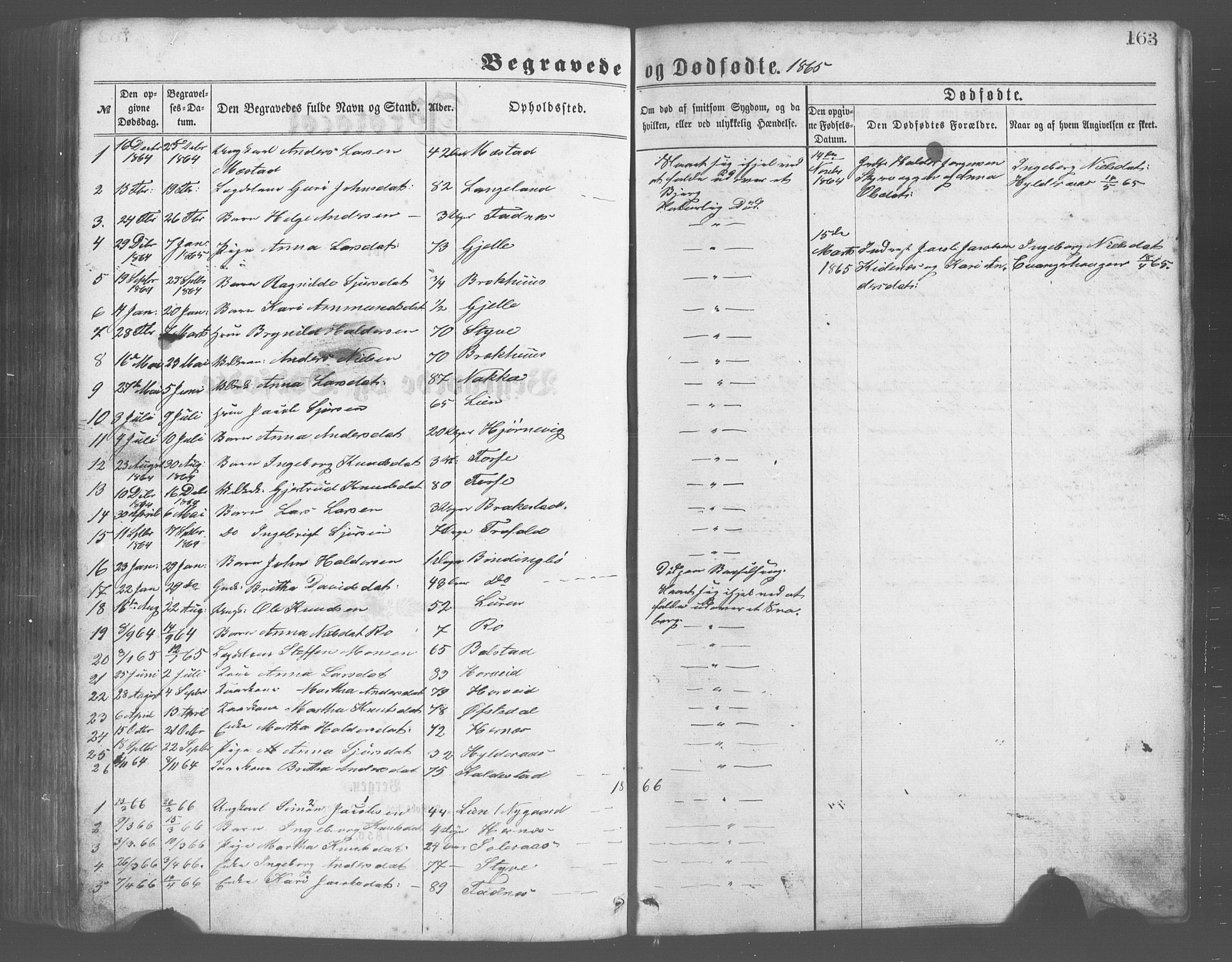 Evanger sokneprestembete, SAB/A-99924: Parish register (copy) no. A 2, 1863-1879, p. 163