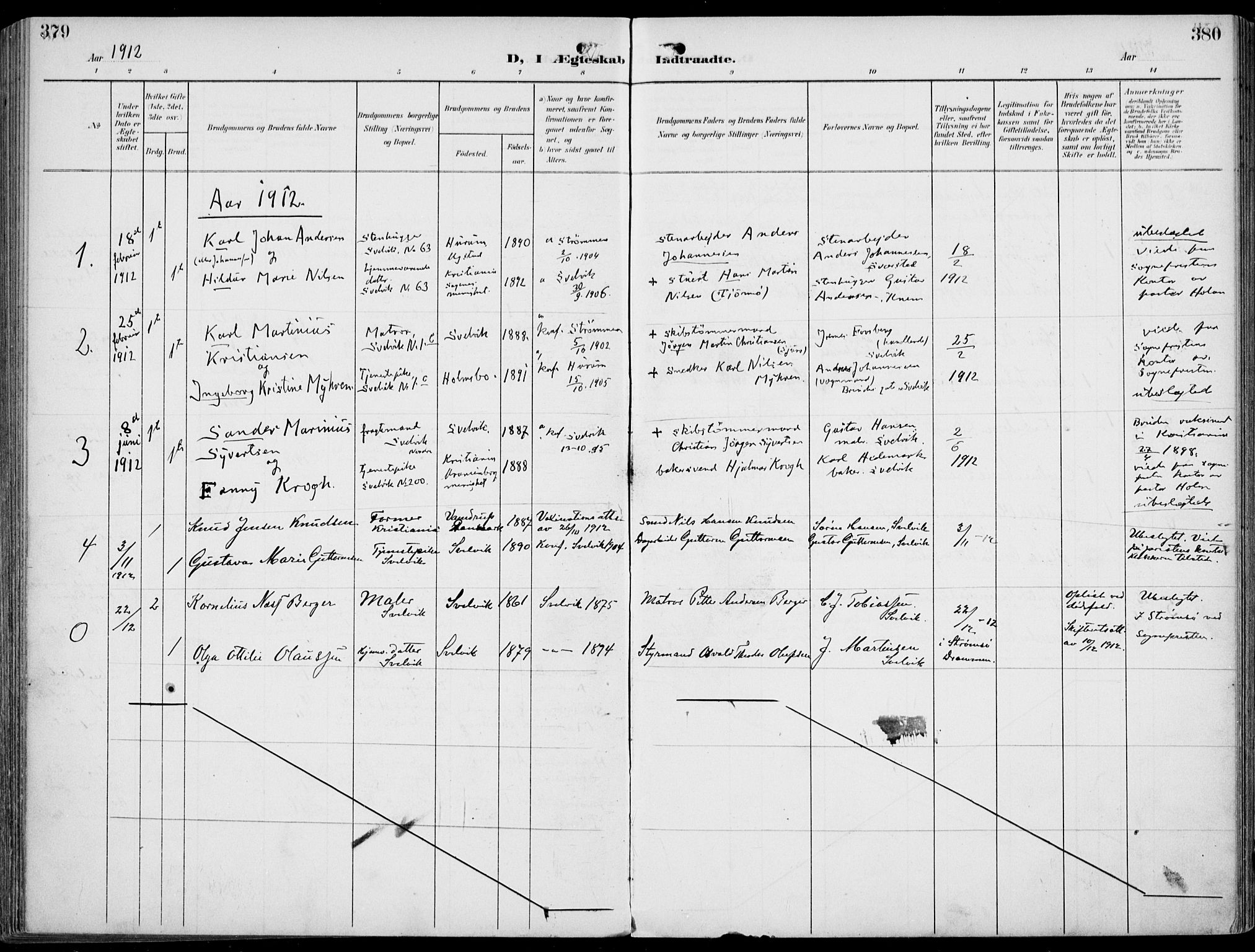 Strømm kirkebøker, AV/SAKO-A-322/F/Fb/L0002: Parish register (official) no. II 2, 1900-1919, p. 379-380