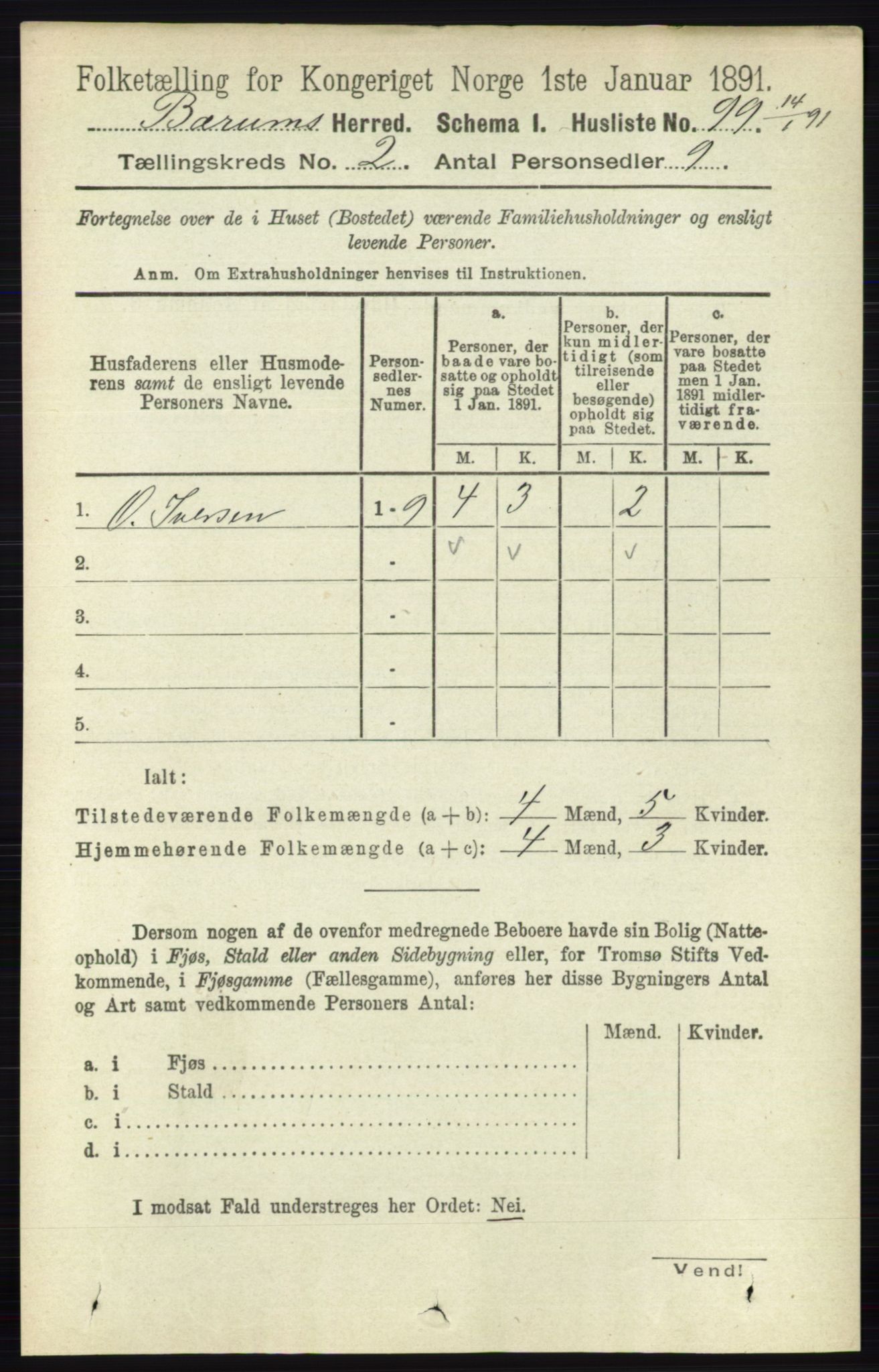 RA, 1891 census for 0219 Bærum, 1891, p. 1056