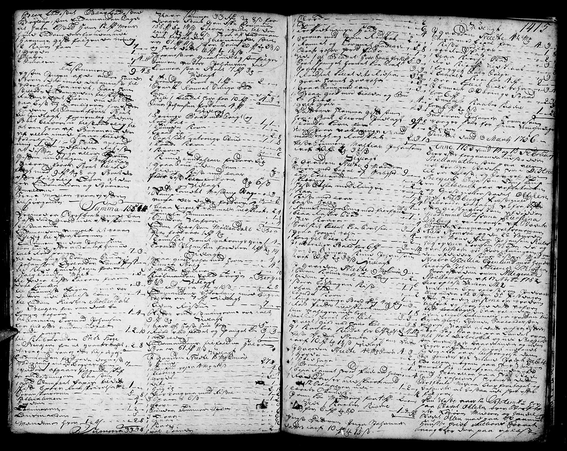 Sunnhordland sorenskrivar, SAB/A-2401/1/H/Ha/Haa/L0006: Skifteprotokollar. Register på lesesal. Fol. 1061- ut, 1753-1755, p. 1414b-1415a