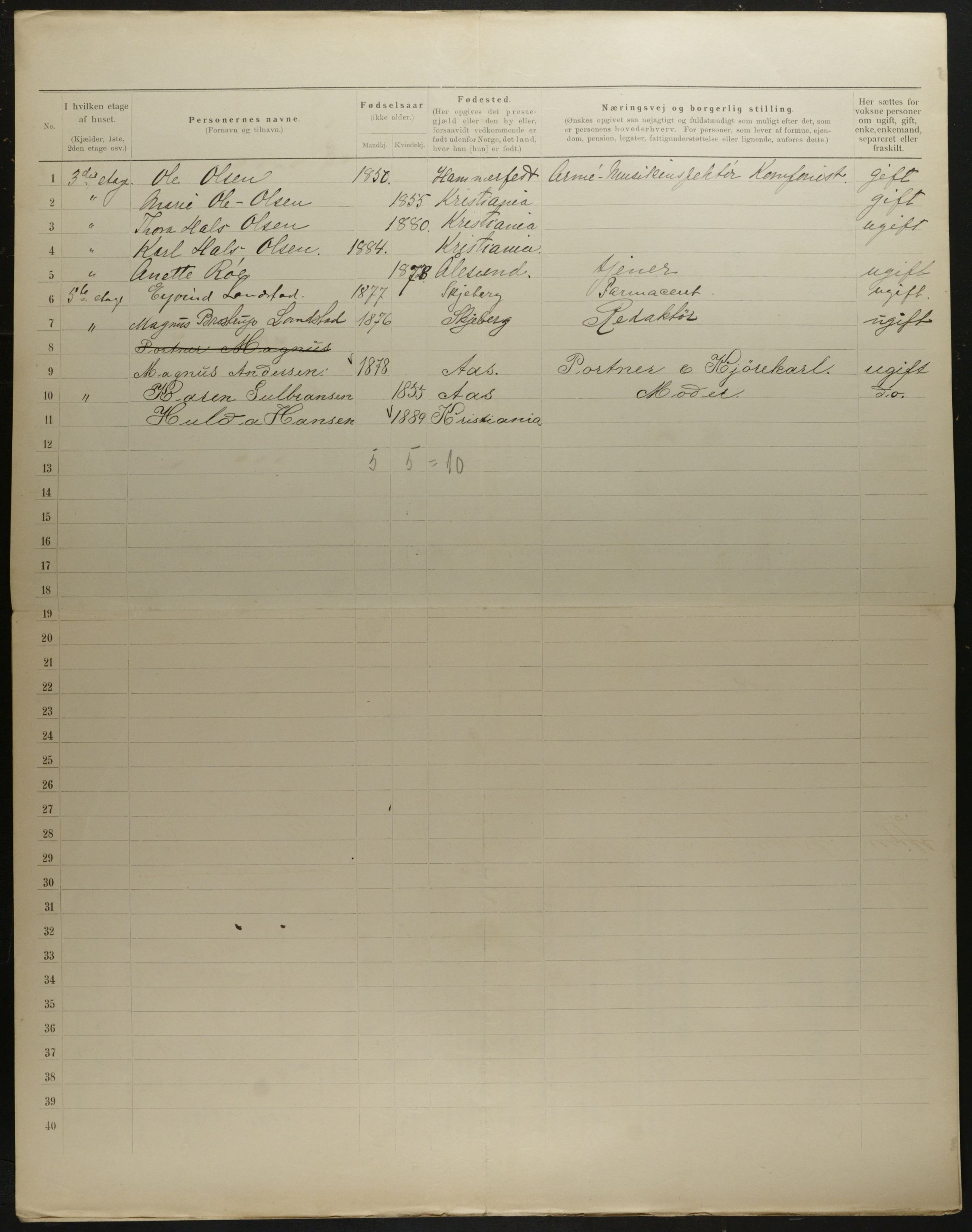 OBA, Municipal Census 1901 for Kristiania, 1901, p. 8416