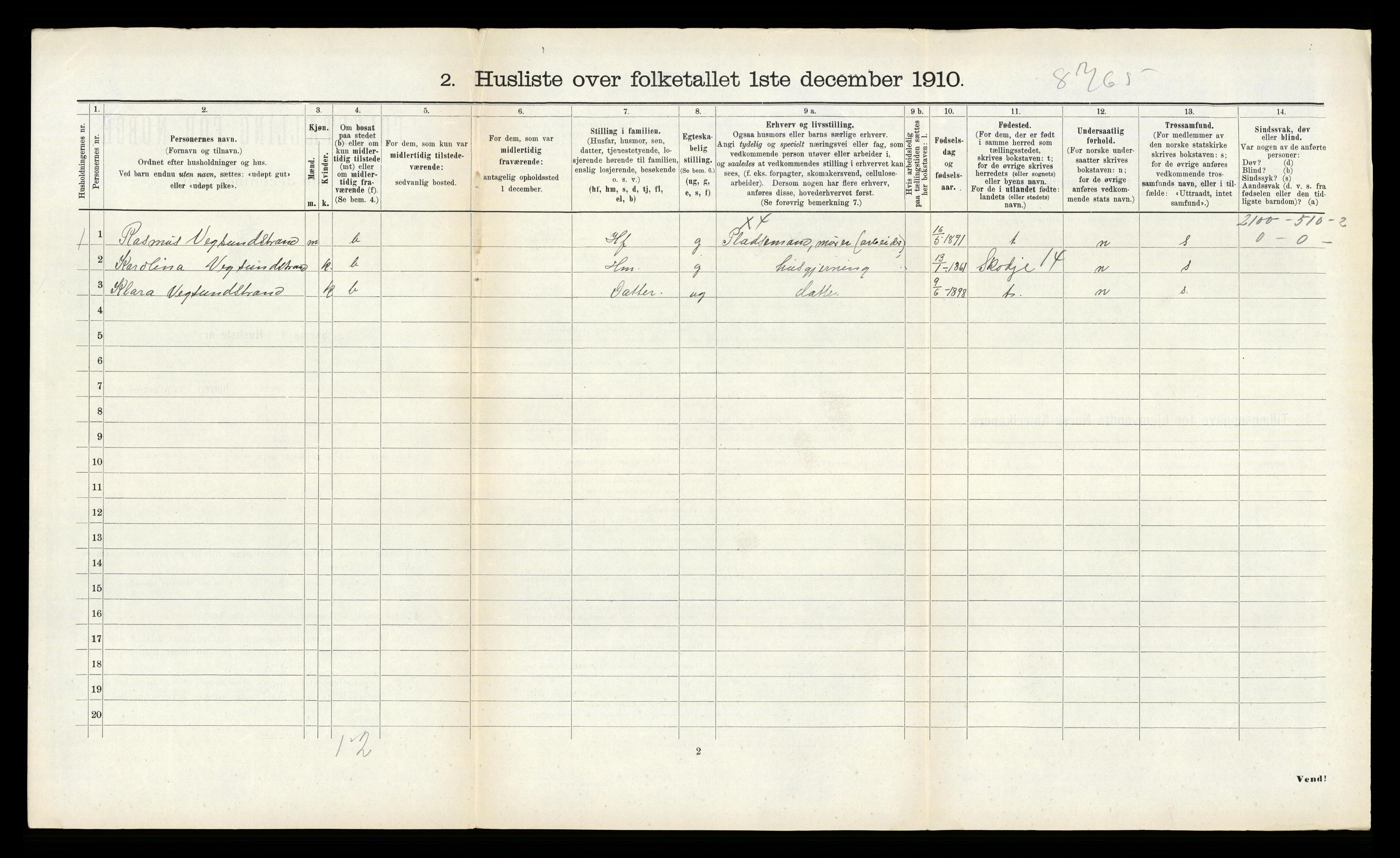 RA, 1910 census for Borgund, 1910, p. 250