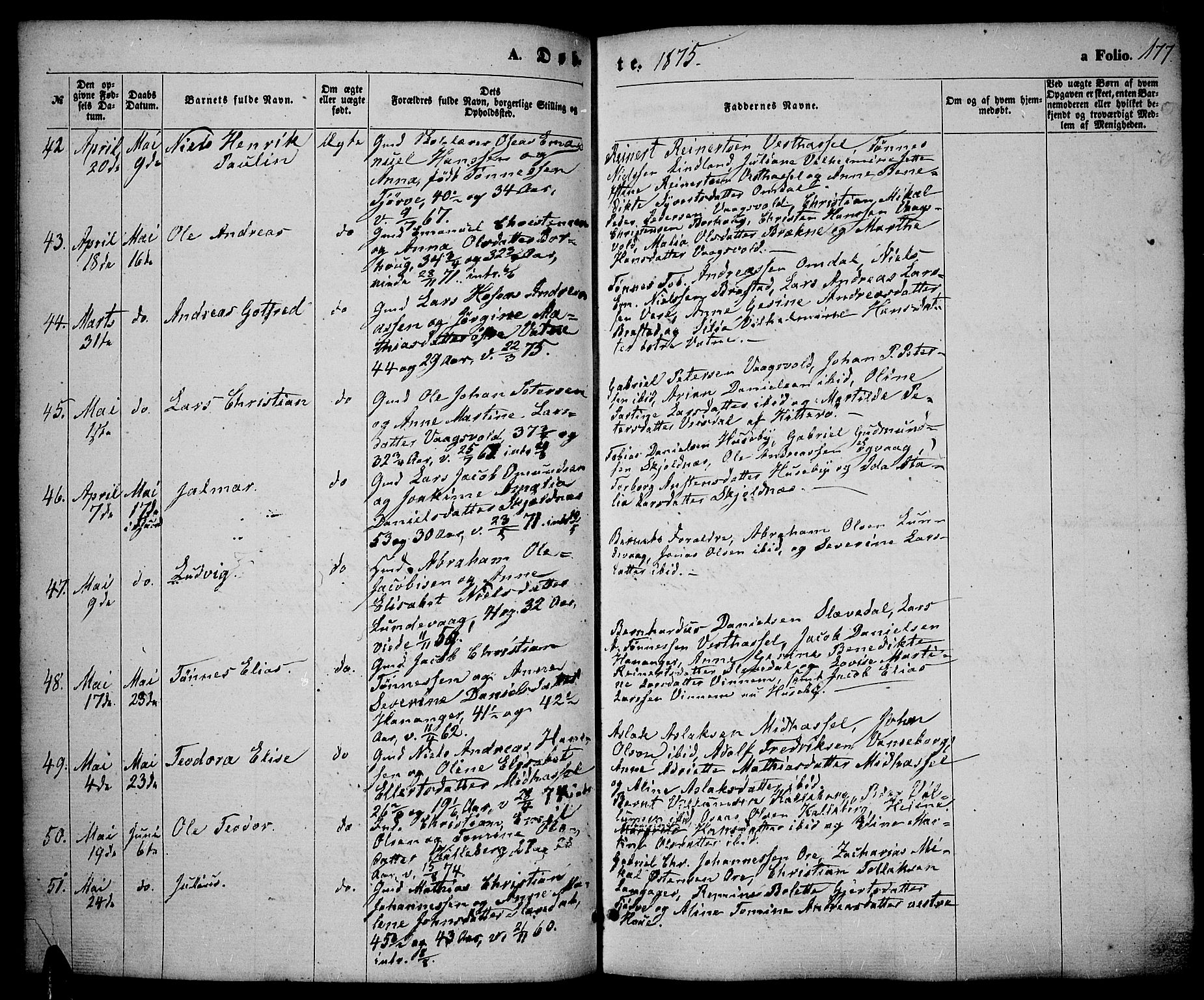 Lista sokneprestkontor, AV/SAK-1111-0027/F/Fb/L0003: Parish register (copy) no. B 3, 1862-1877, p. 177