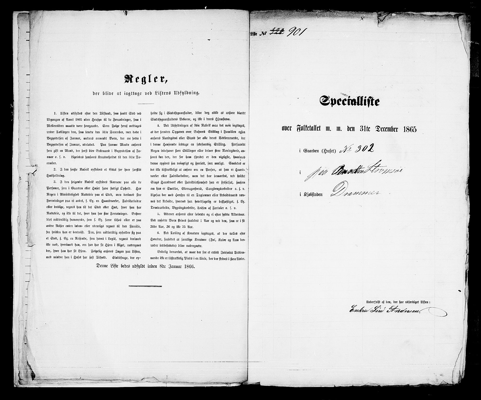 RA, 1865 census for Strømsø in Drammen, 1865, p. 620