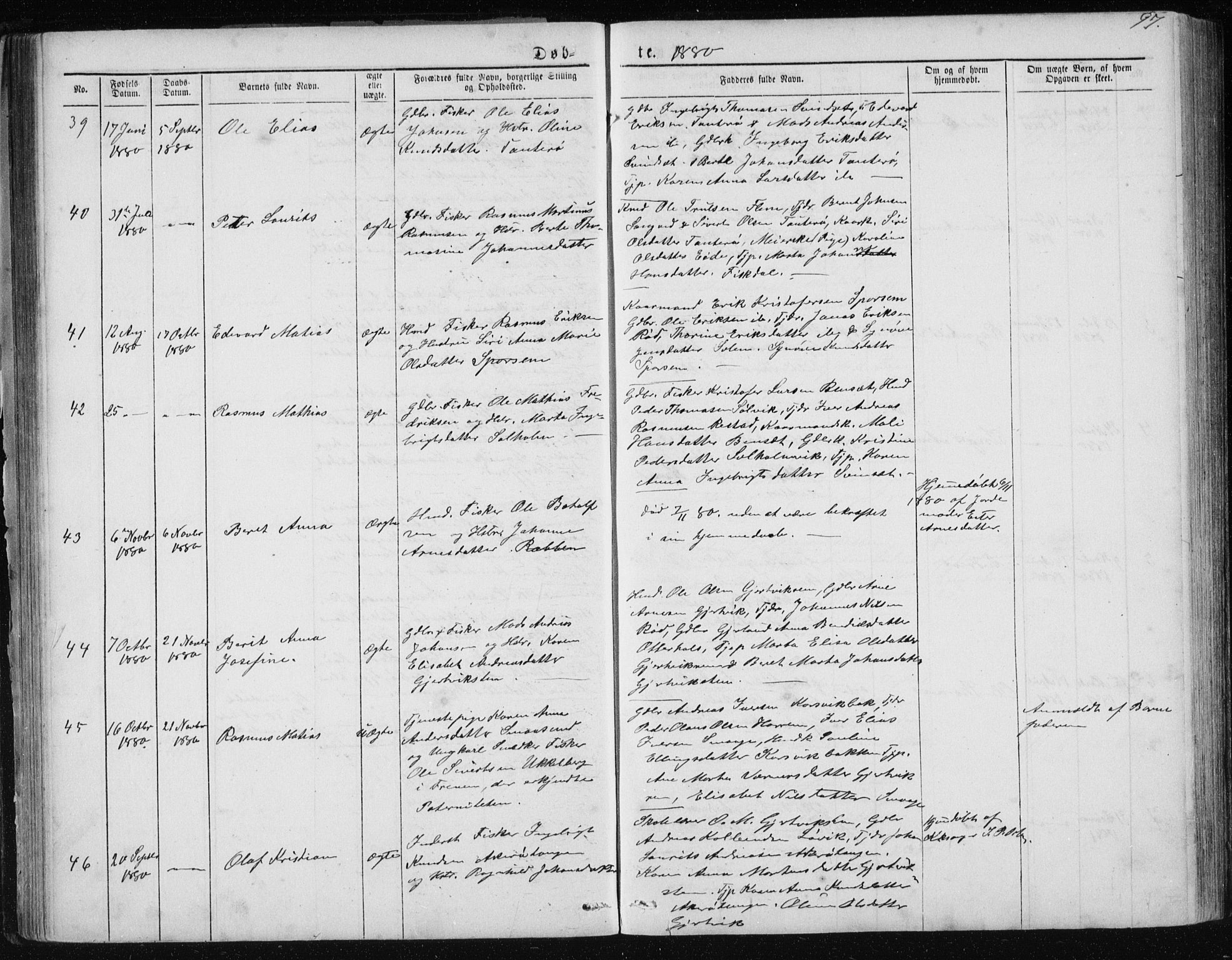 Ministerialprotokoller, klokkerbøker og fødselsregistre - Møre og Romsdal, AV/SAT-A-1454/560/L0724: Parish register (copy) no. 560C01, 1867-1892, p. 97