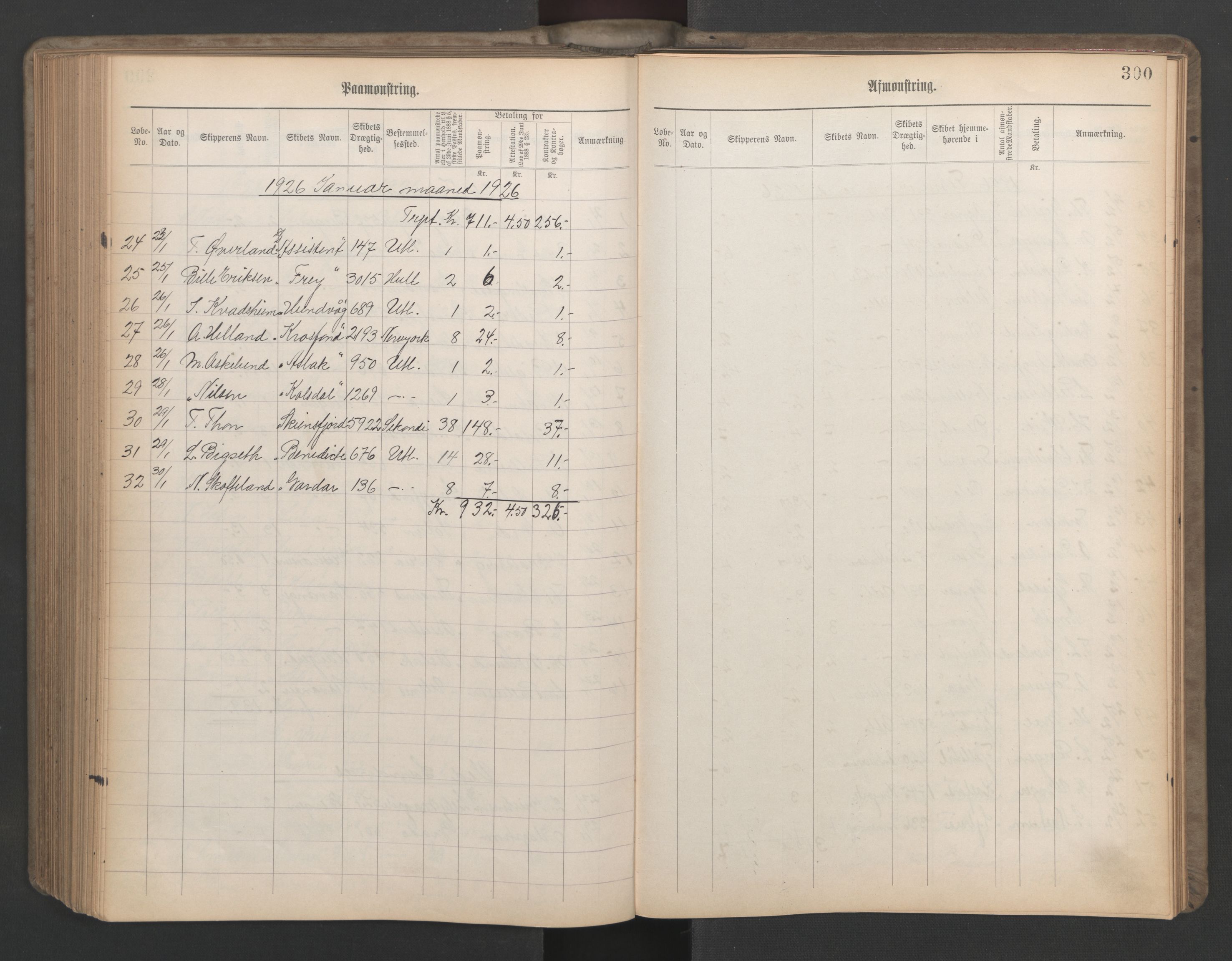 Stavanger sjømannskontor, AV/SAST-A-102006/G/Ga/L0006: Mønstringsjournal, 1908-1933, p. 331