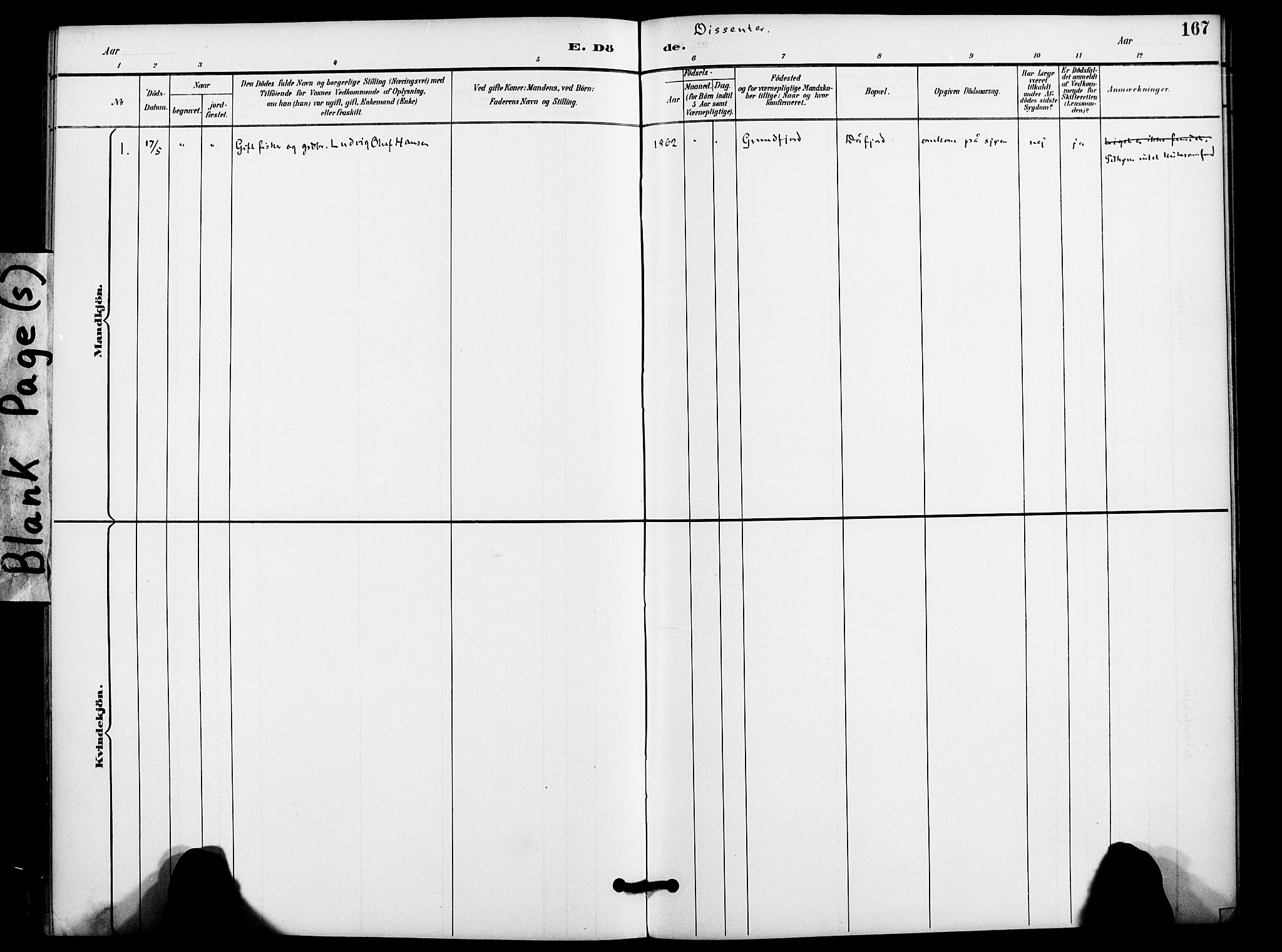 Karlsøy sokneprestembete, AV/SATØ-S-1299/H/Ha/Haa/L0012kirke: Parish register (official) no. 12, 1892-1902, p. 167