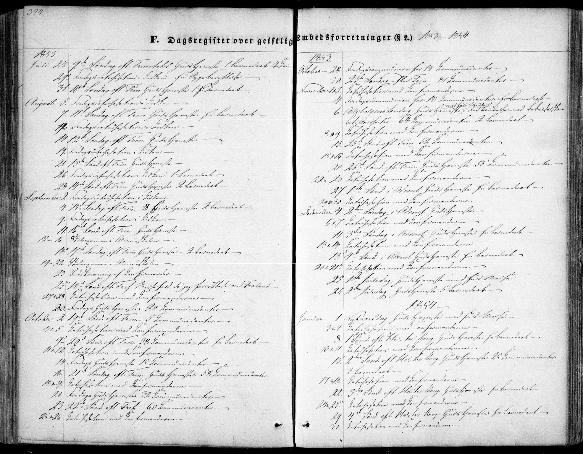 Arendal sokneprestkontor, Trefoldighet, SAK/1111-0040/F/Fa/L0005: Parish register (official) no. A 5, 1838-1854, p. 394