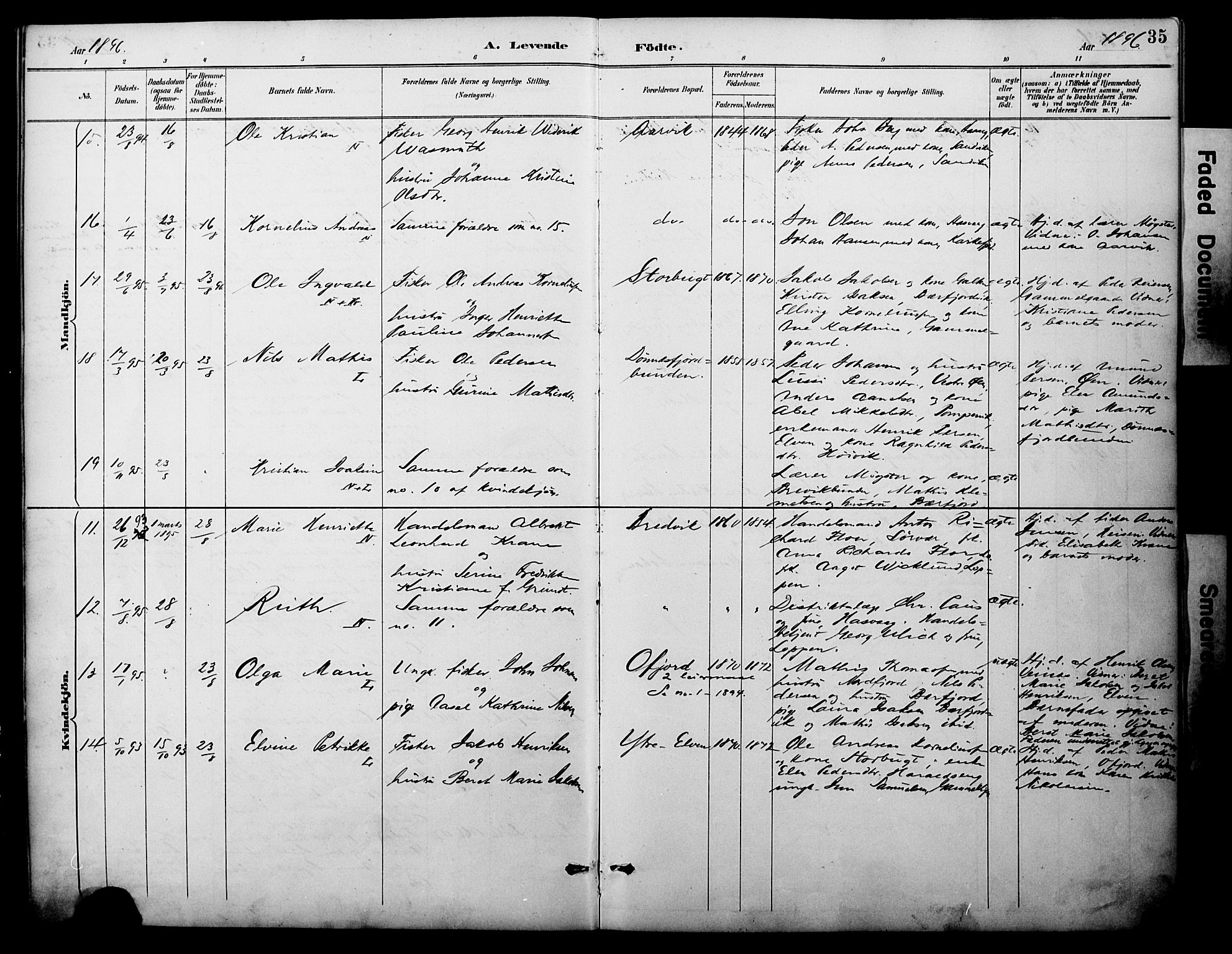 Loppa sokneprestkontor, SATØ/S-1339/H/Ha/L0008kirke: Parish register (official) no. 8, 1889-1907, p. 35
