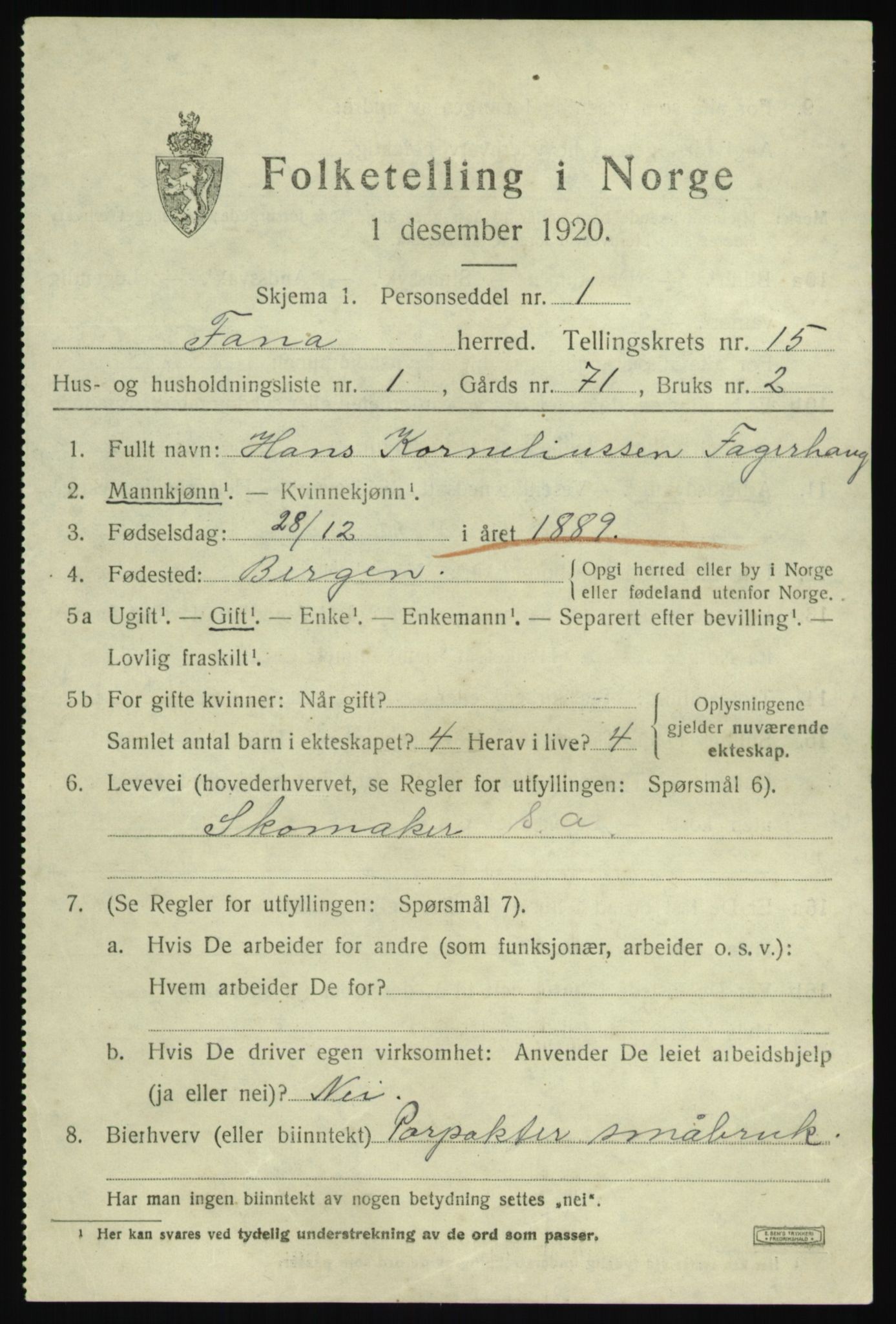 SAB, 1920 census for Fana, 1920, p. 20991