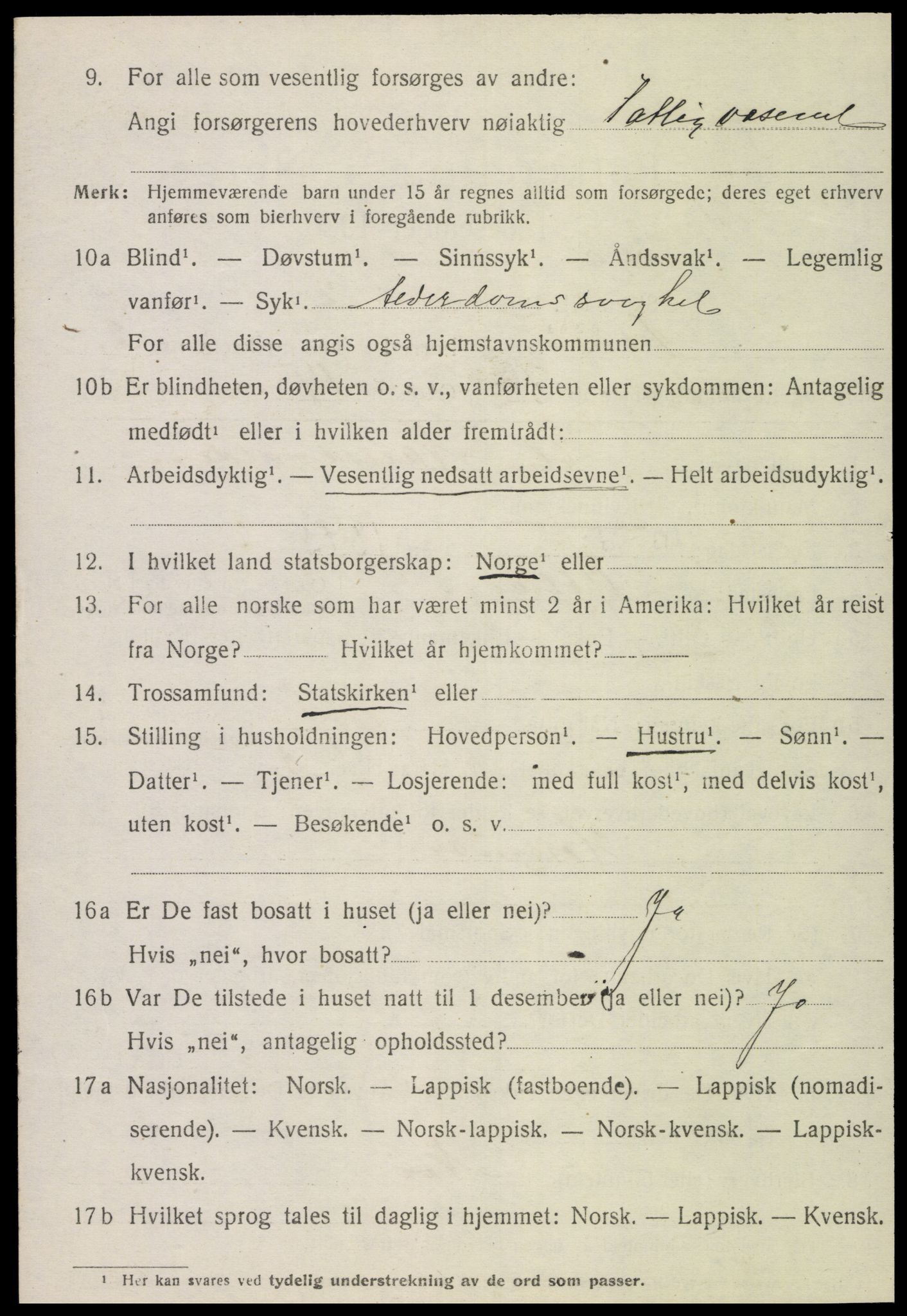 SAT, 1920 census for Ytterøy, 1920, p. 1010