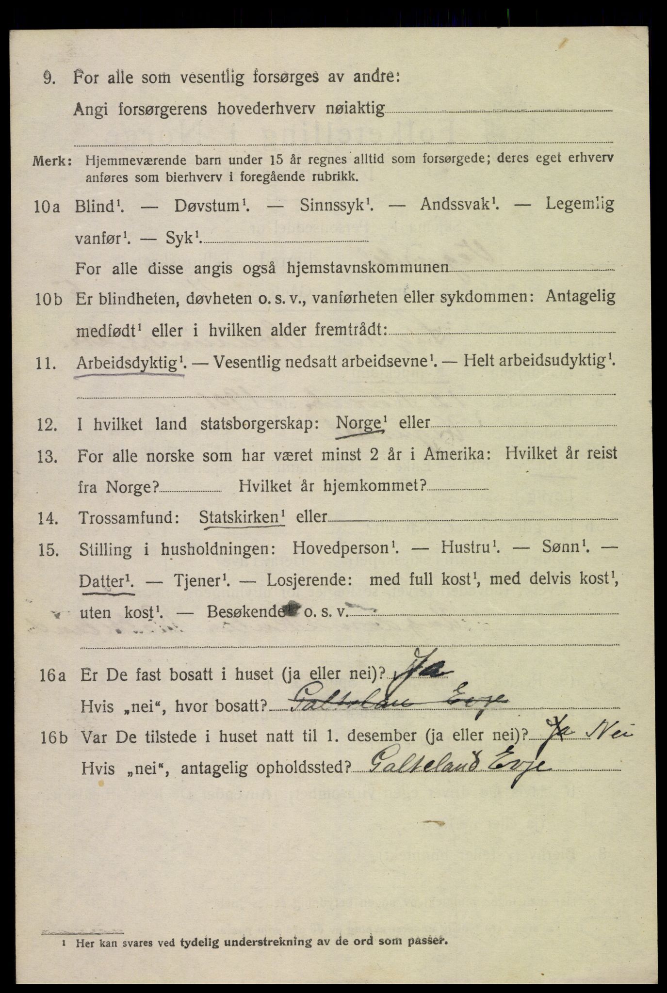 SAK, 1920 census for Vegusdal, 1920, p. 766