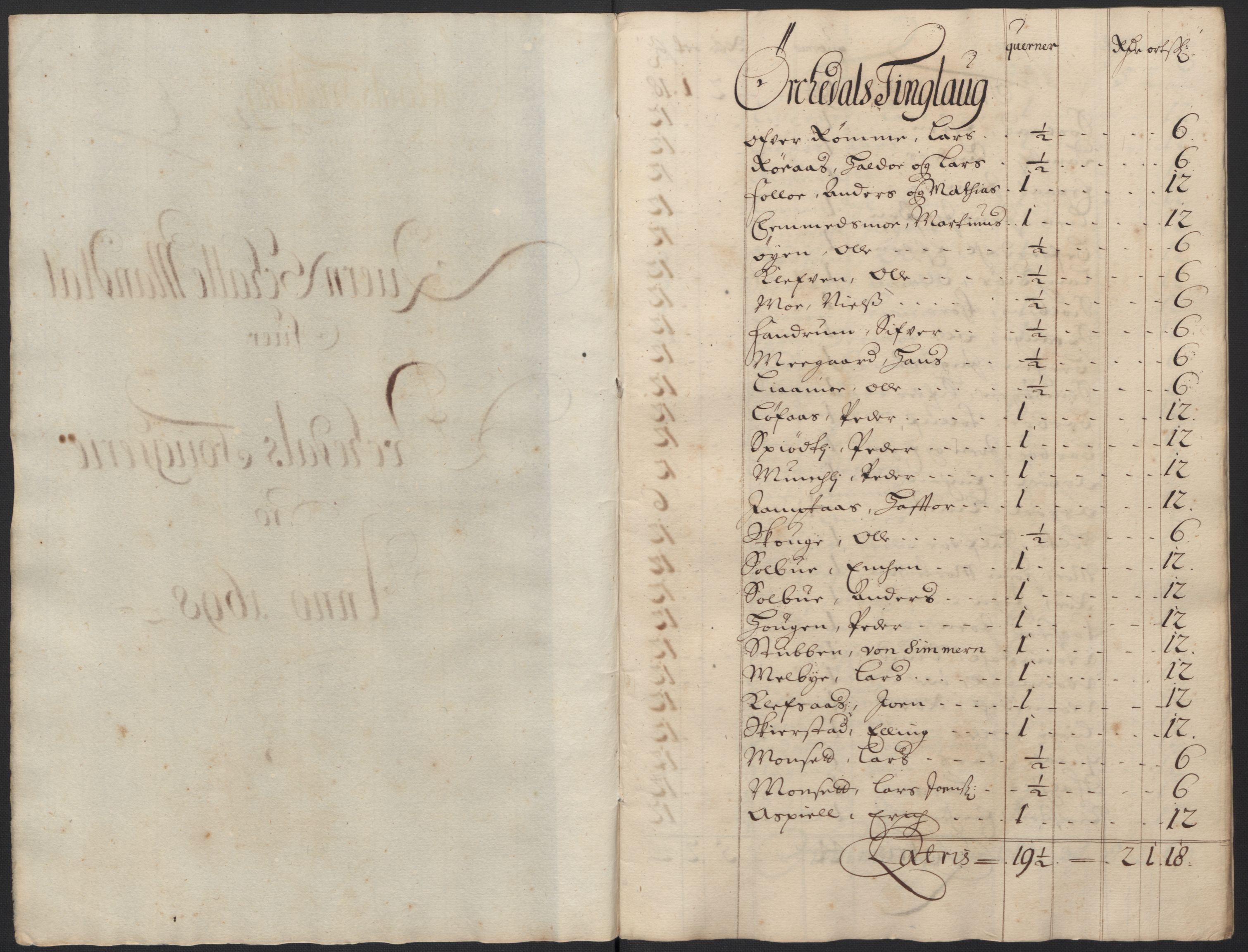 Rentekammeret inntil 1814, Reviderte regnskaper, Fogderegnskap, AV/RA-EA-4092/R60/L3948: Fogderegnskap Orkdal og Gauldal, 1698, p. 140