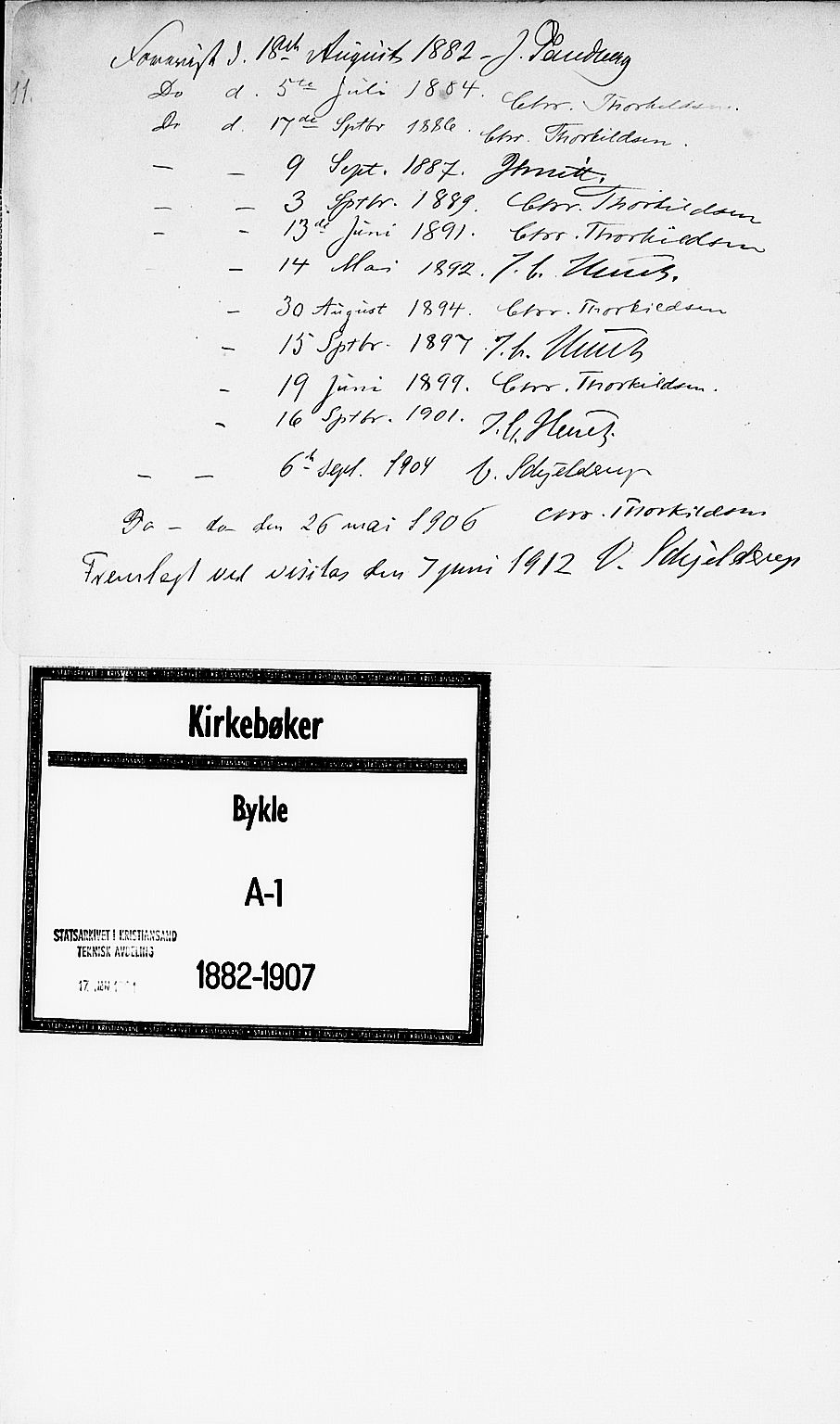 Valle sokneprestkontor, AV/SAK-1111-0044/F/Fa/Faa/L0001: Parish register (official) no. A 1, 1882-1907