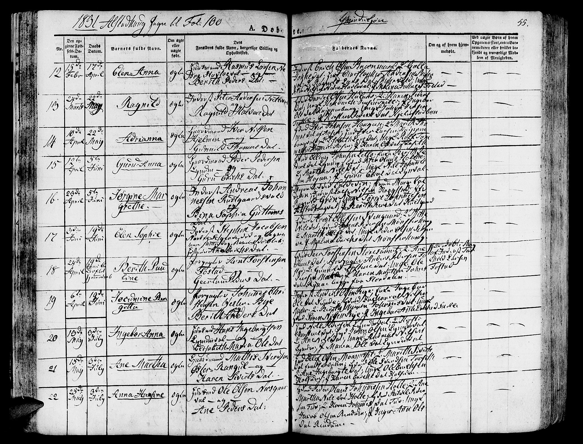 Ministerialprotokoller, klokkerbøker og fødselsregistre - Nord-Trøndelag, SAT/A-1458/717/L0152: Parish register (official) no. 717A05 /1, 1825-1836, p. 55