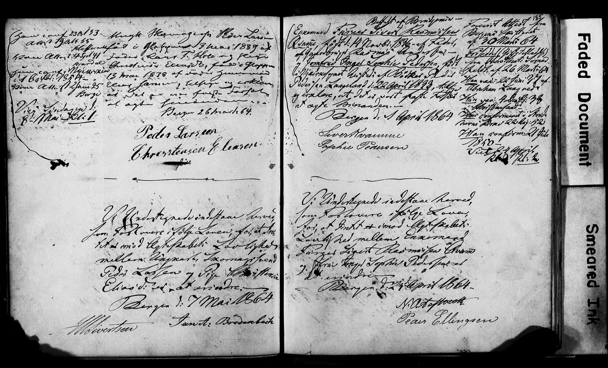 Korskirken sokneprestembete, AV/SAB-A-76101: Best man's statements no. II.5.2, 1859-1865, p. 185