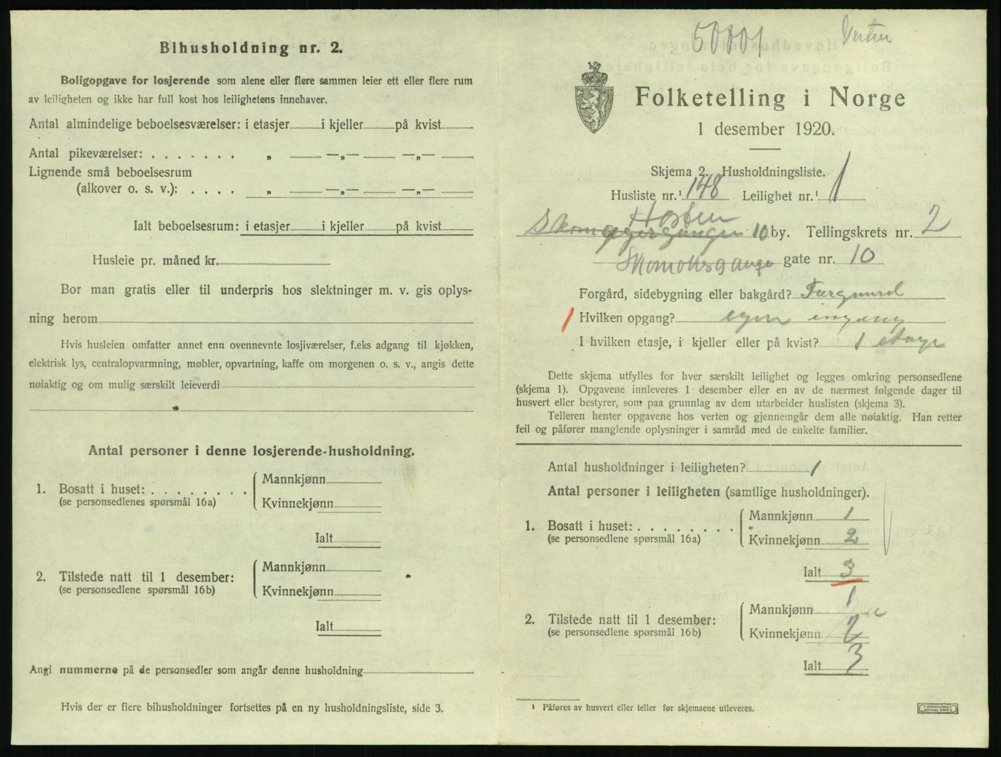SAKO, 1920 census for Horten, 1920, p. 3879