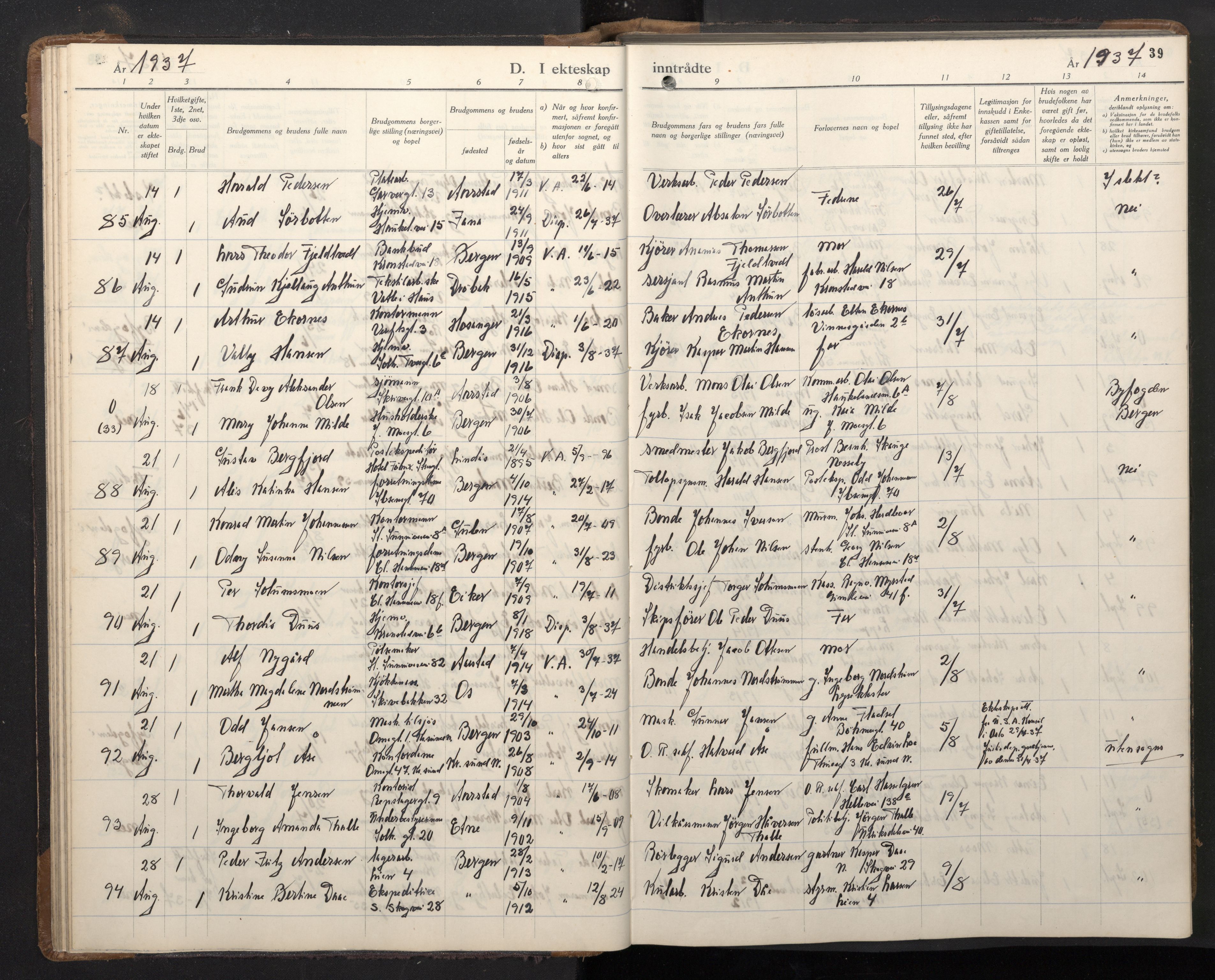 Årstad Sokneprestembete, AV/SAB-A-79301/H/Hab/L0021: Parish register (copy) no. C 3, 1935-1948, p. 38b-39a