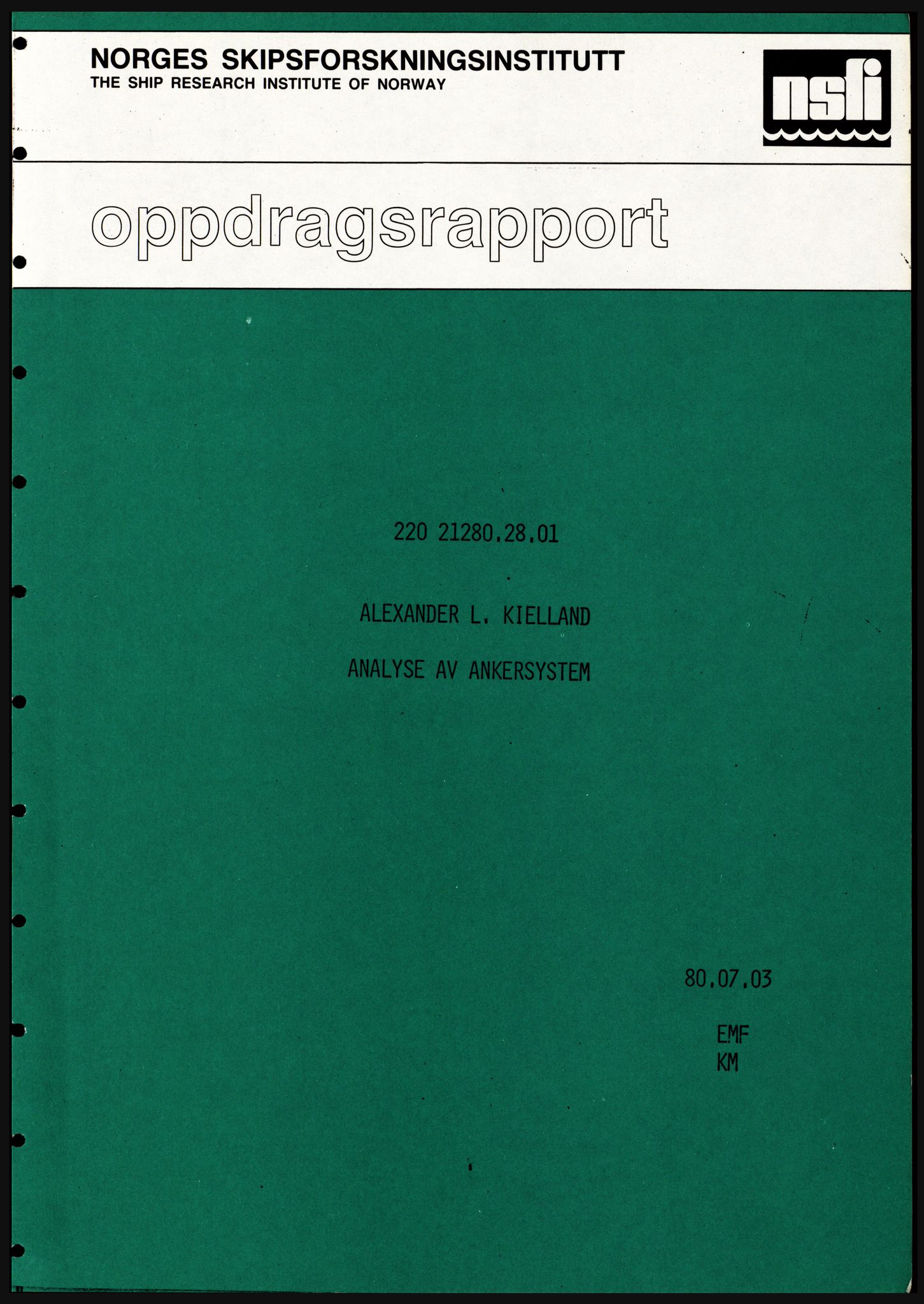 Justisdepartementet, Granskningskommisjonen ved Alexander Kielland-ulykken 27.3.1980, RA/S-1165/D/L0021: V Forankring (Doku.liste + V1-V3 av 3)/W Materialundersøkelser (Doku.liste + W1-W10 av 10 - W9 eske 26), 1980-1981, p. 3