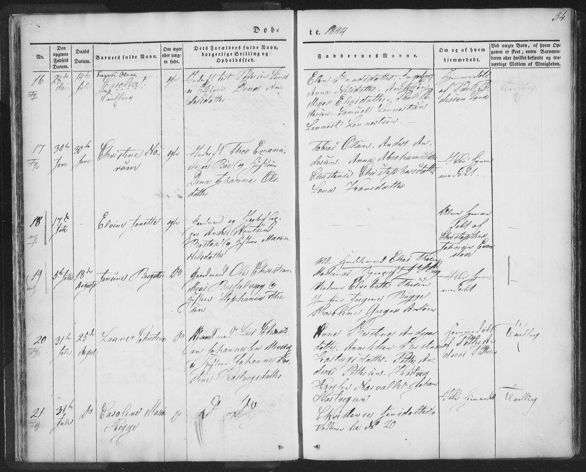 Ministerialprotokoller, klokkerbøker og fødselsregistre - Nordland, AV/SAT-A-1459/885/L1202: Parish register (official) no. 885A03, 1838-1859, p. 34