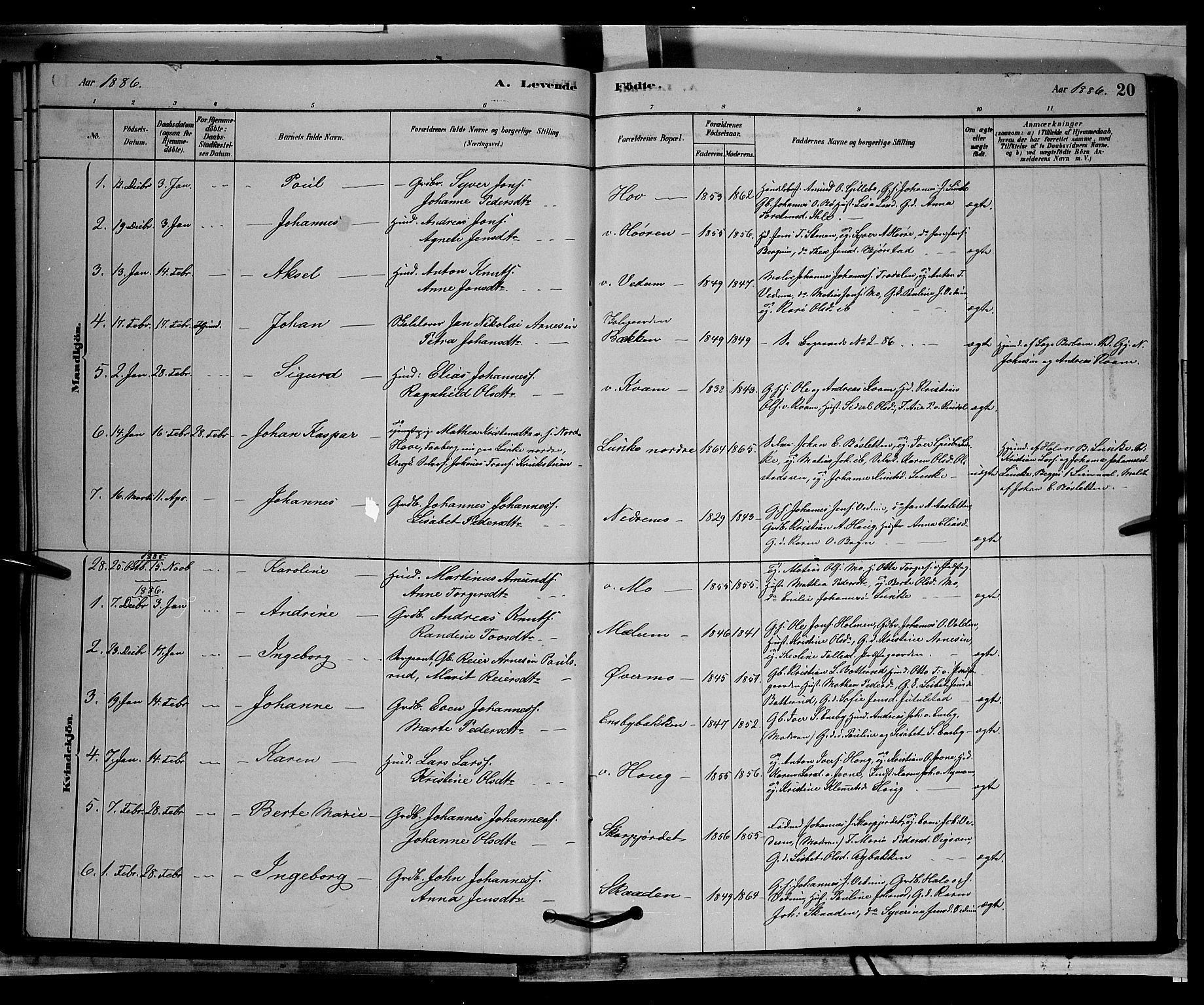 Øyer prestekontor, SAH/PREST-084/H/Ha/Hab/L0002: Parish register (copy) no. 2, 1878-1896, p. 20