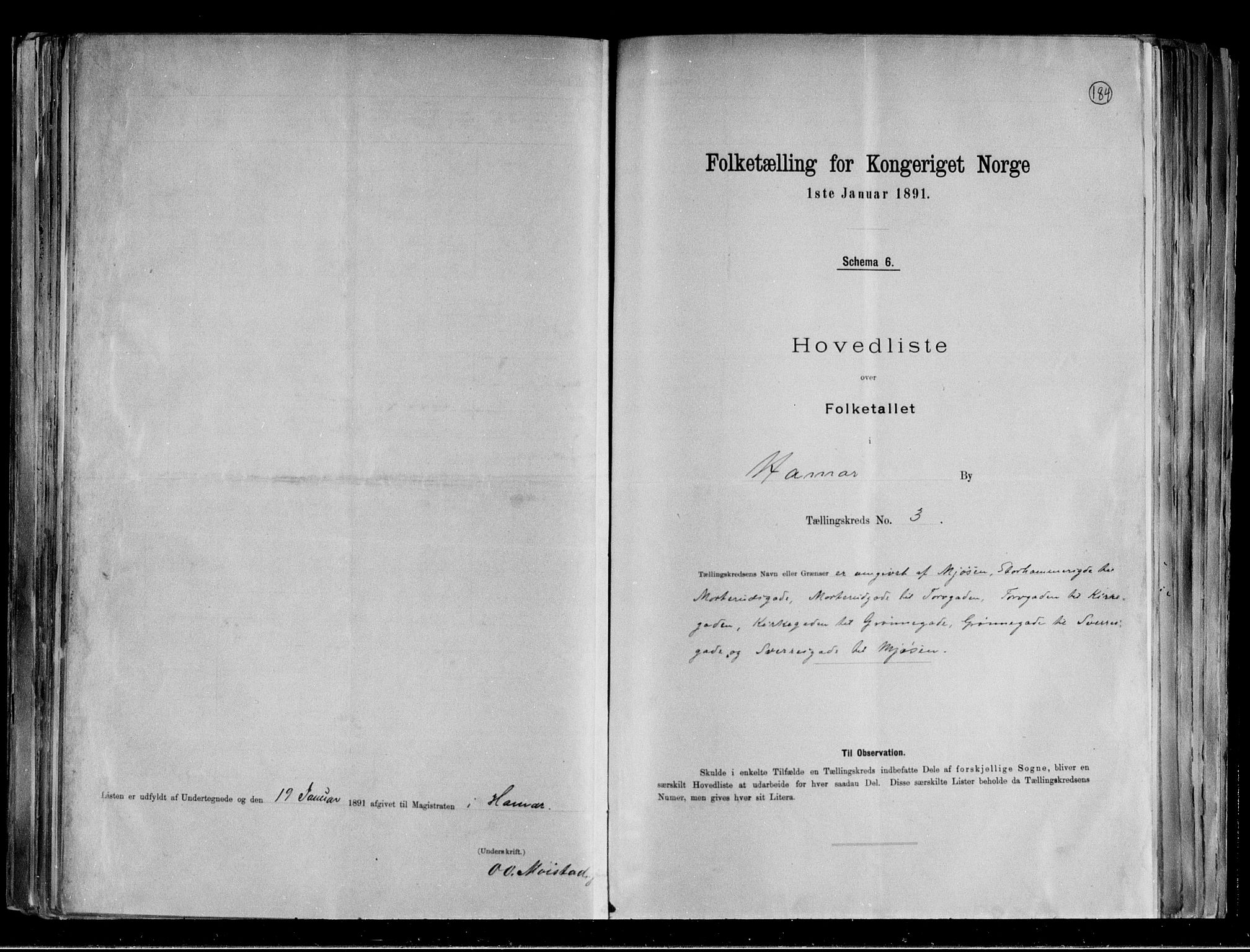 RA, 1891 census for 0401 Hamar, 1891, p. 8