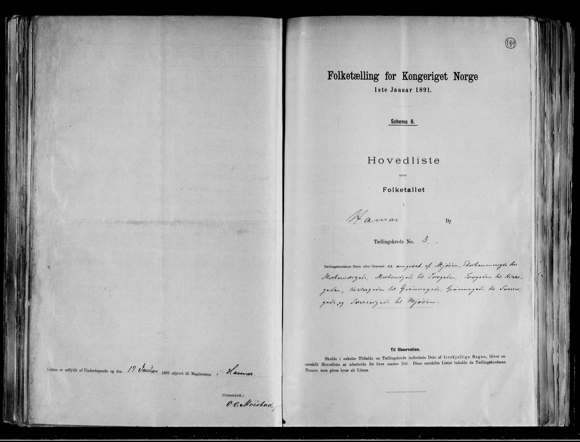 RA, 1891 census for 0401 Hamar, 1891, p. 8