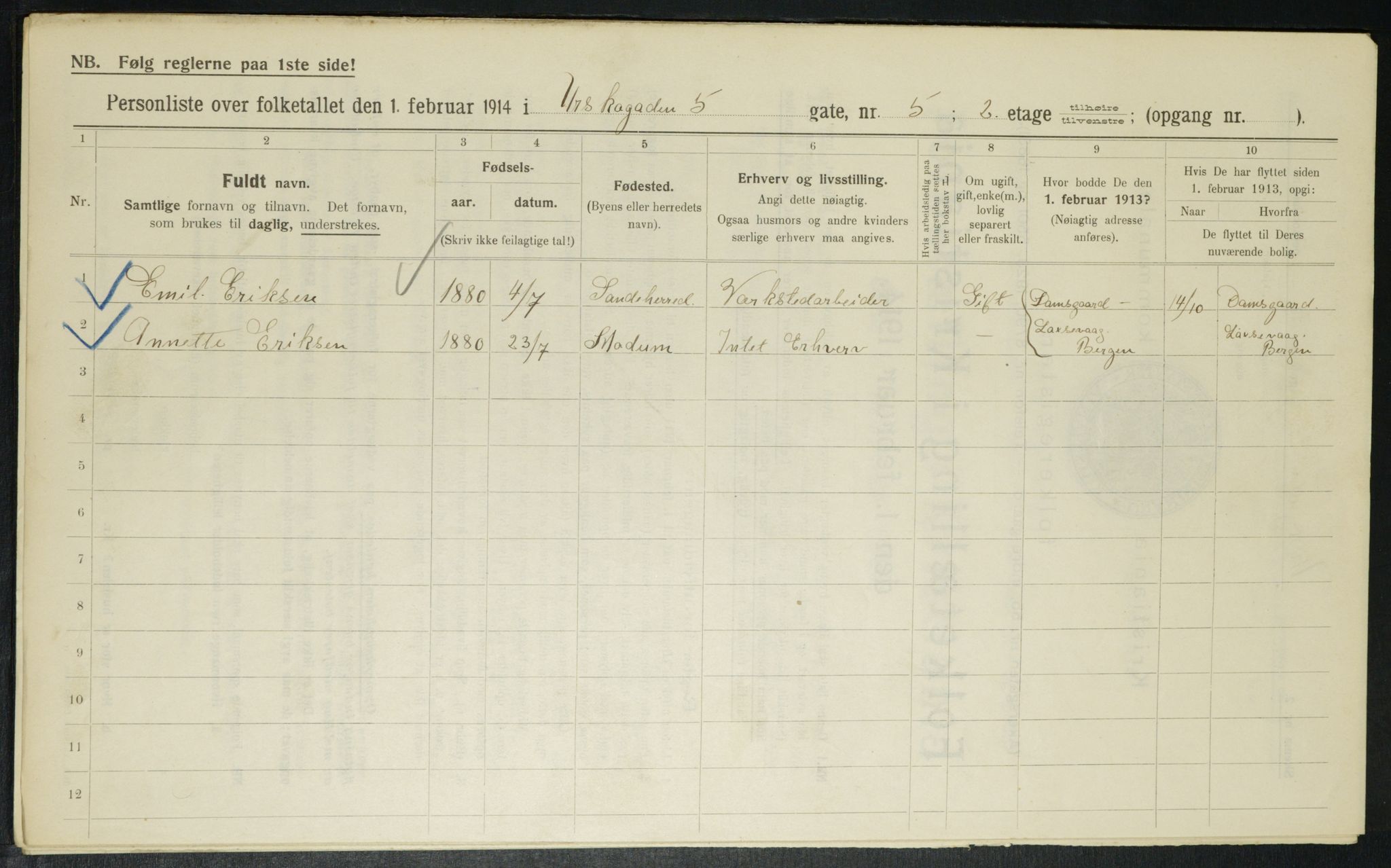 OBA, Municipal Census 1914 for Kristiania, 1914, p. 2557