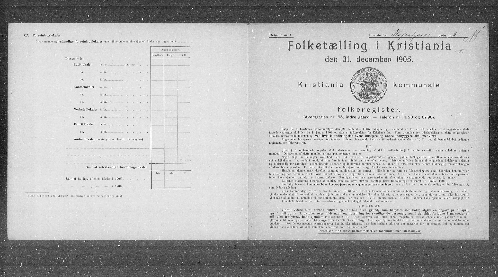 OBA, Municipal Census 1905 for Kristiania, 1905, p. 18836