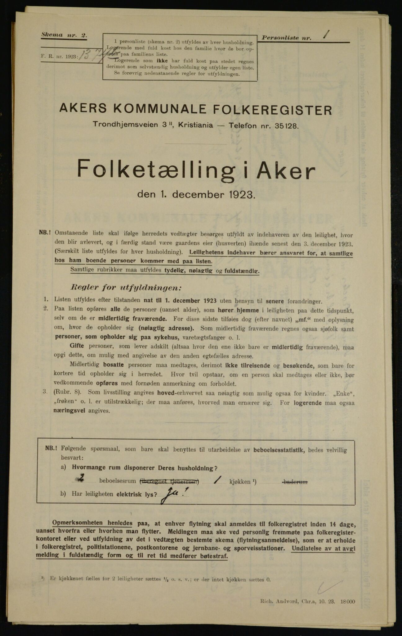 , Municipal Census 1923 for Aker, 1923, p. 39315