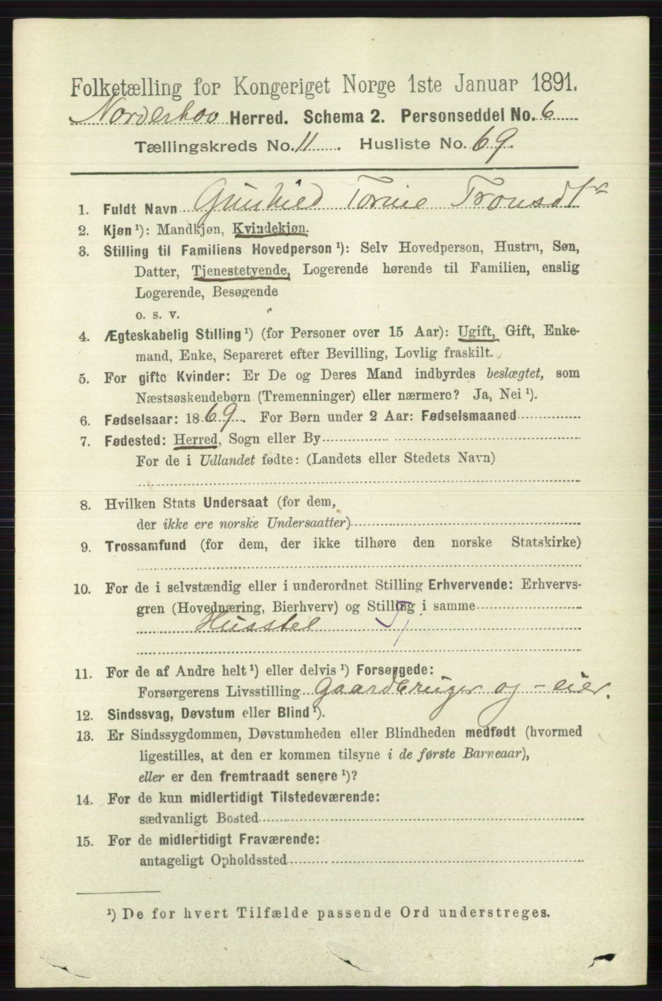 RA, 1891 census for 0613 Norderhov, 1891, p. 8482