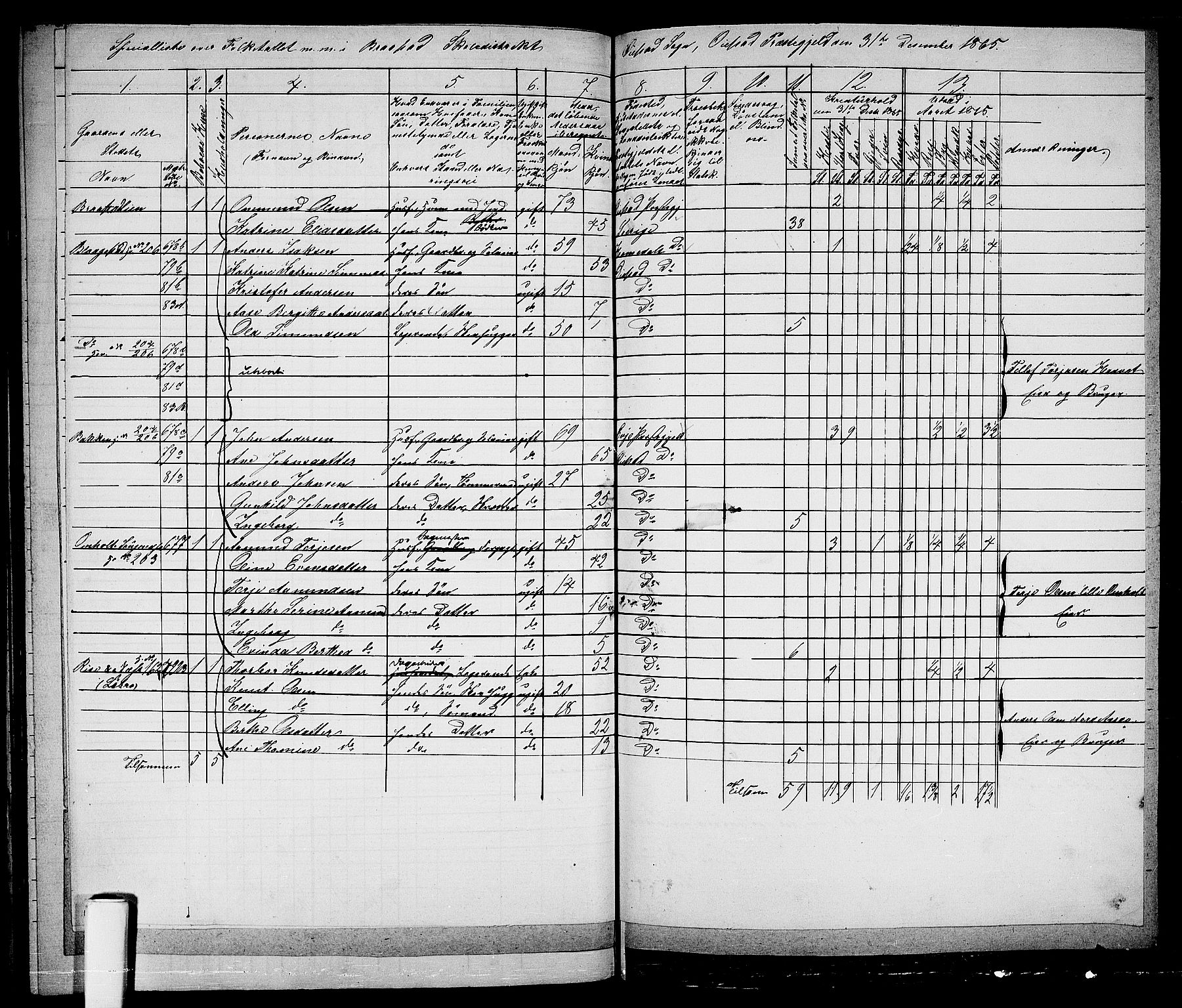 RA, 1865 census for Øyestad, 1865, p. 178