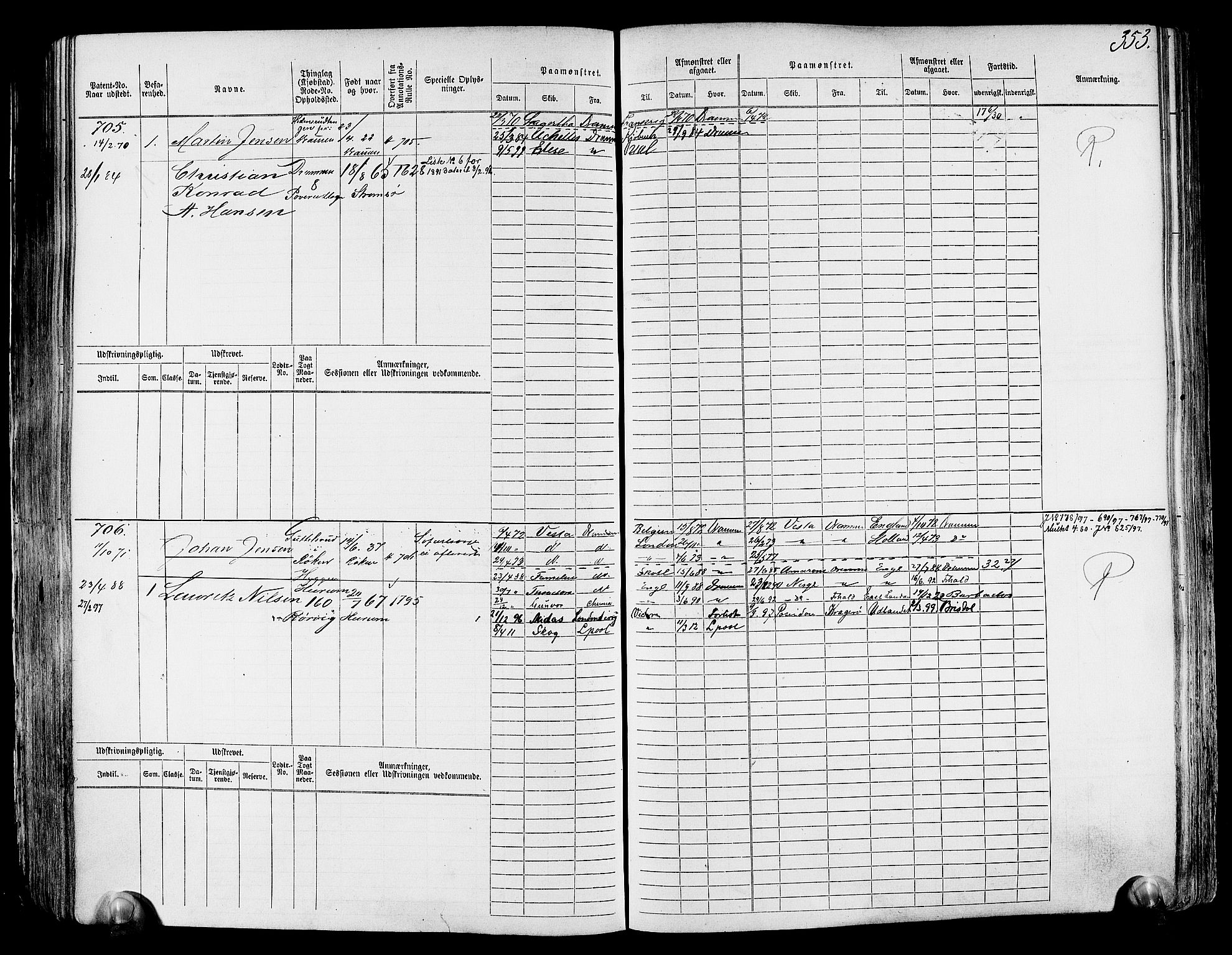 Drammen innrulleringsdistrikt, SAKO/A-781/F/Fc/L0001: Hovedrulle, 1868, p. 359