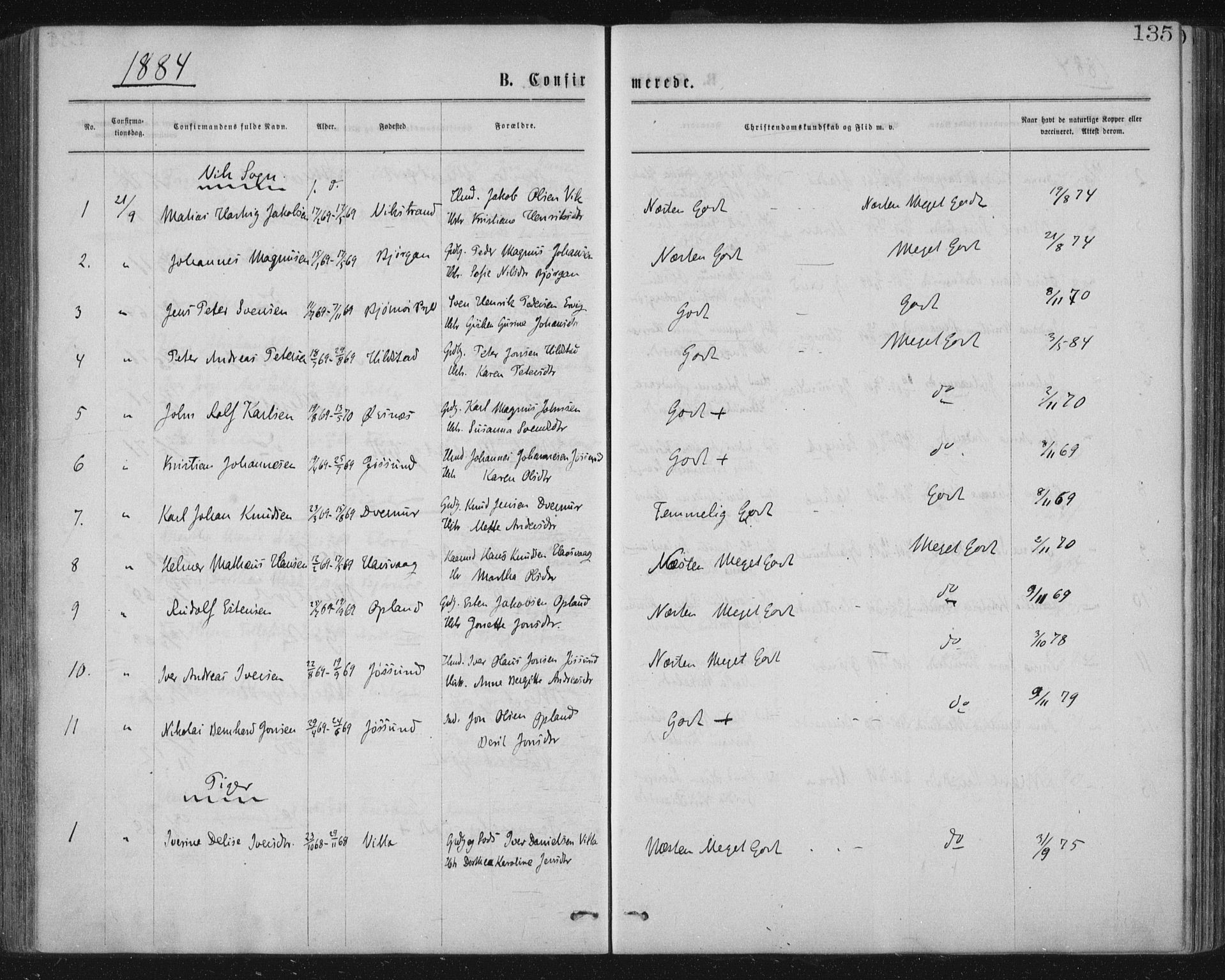 Ministerialprotokoller, klokkerbøker og fødselsregistre - Nord-Trøndelag, SAT/A-1458/771/L0596: Parish register (official) no. 771A03, 1870-1884, p. 135