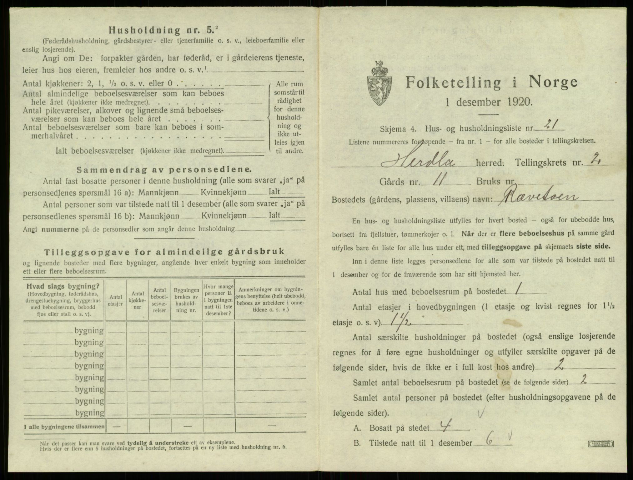 SAB, 1920 census for Herdla, 1920, p. 263