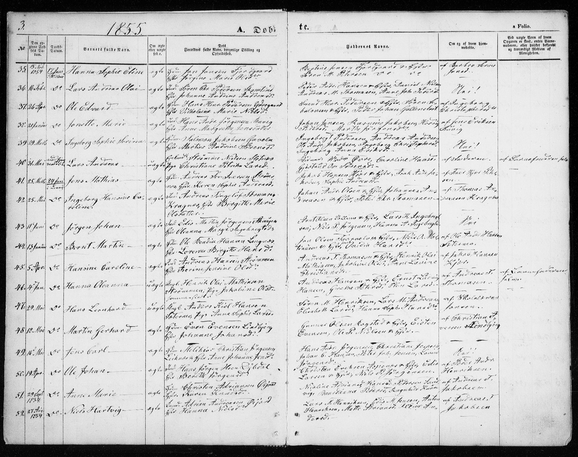 Lenvik sokneprestembete, SATØ/S-1310/H/Ha/Haa/L0007kirke: Parish register (official) no. 7, 1855-1865, p. 3