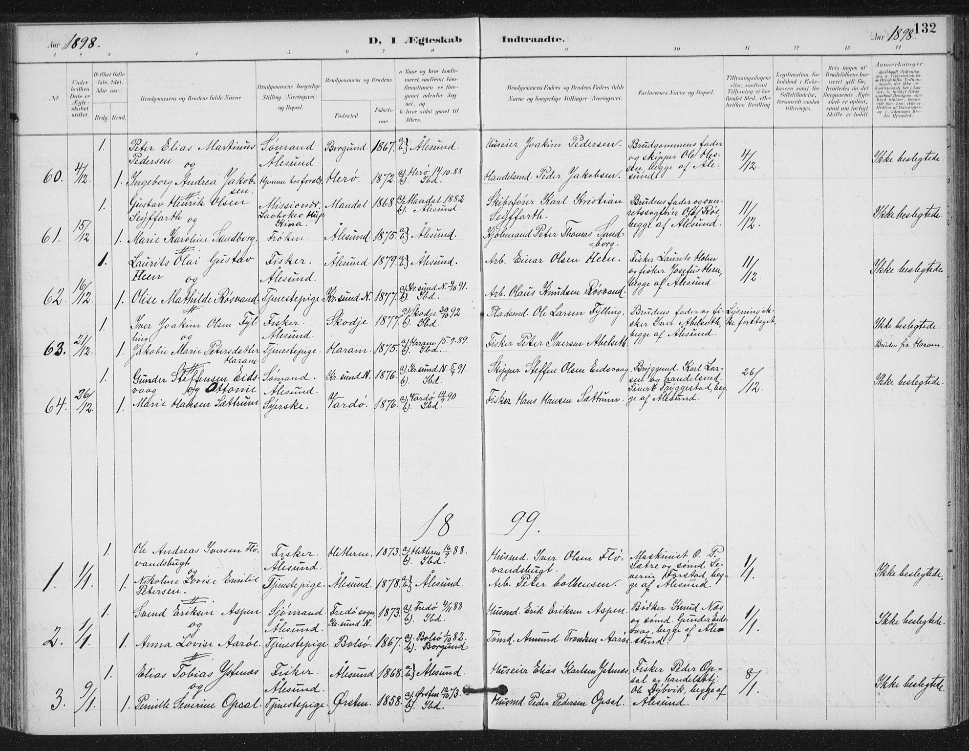 Ministerialprotokoller, klokkerbøker og fødselsregistre - Møre og Romsdal, SAT/A-1454/529/L0457: Parish register (official) no. 529A07, 1894-1903, p. 132