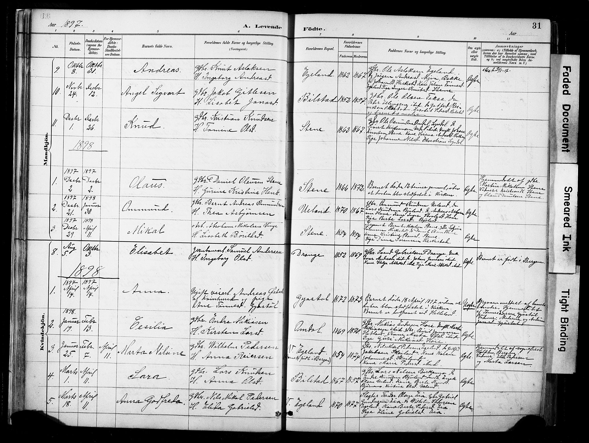 Lund sokneprestkontor, AV/SAST-A-101809/S06/L0012: Parish register (official) no. A 11, 1887-1921, p. 31