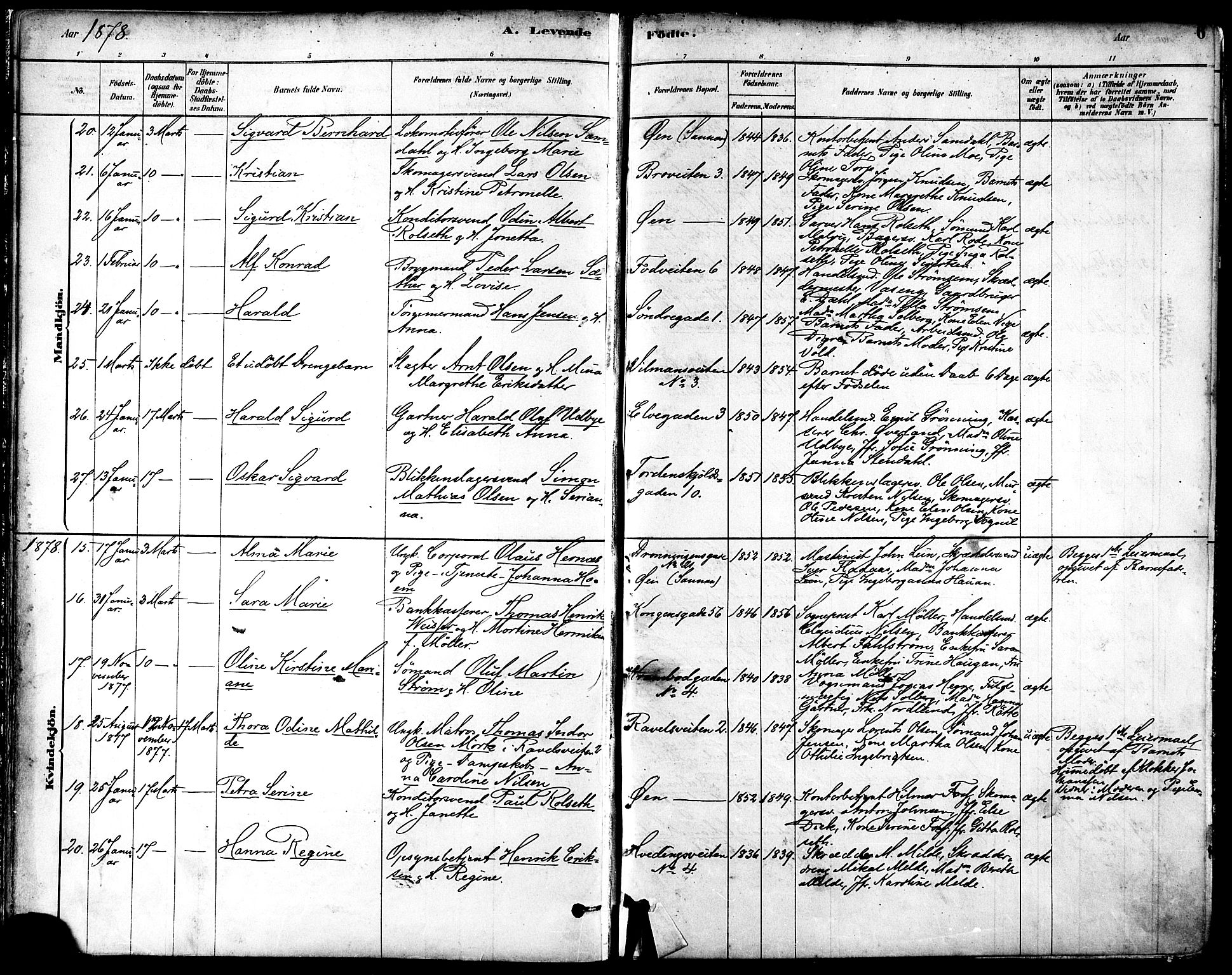 Ministerialprotokoller, klokkerbøker og fødselsregistre - Sør-Trøndelag, AV/SAT-A-1456/601/L0057: Parish register (official) no. 601A25, 1877-1891, p. 6