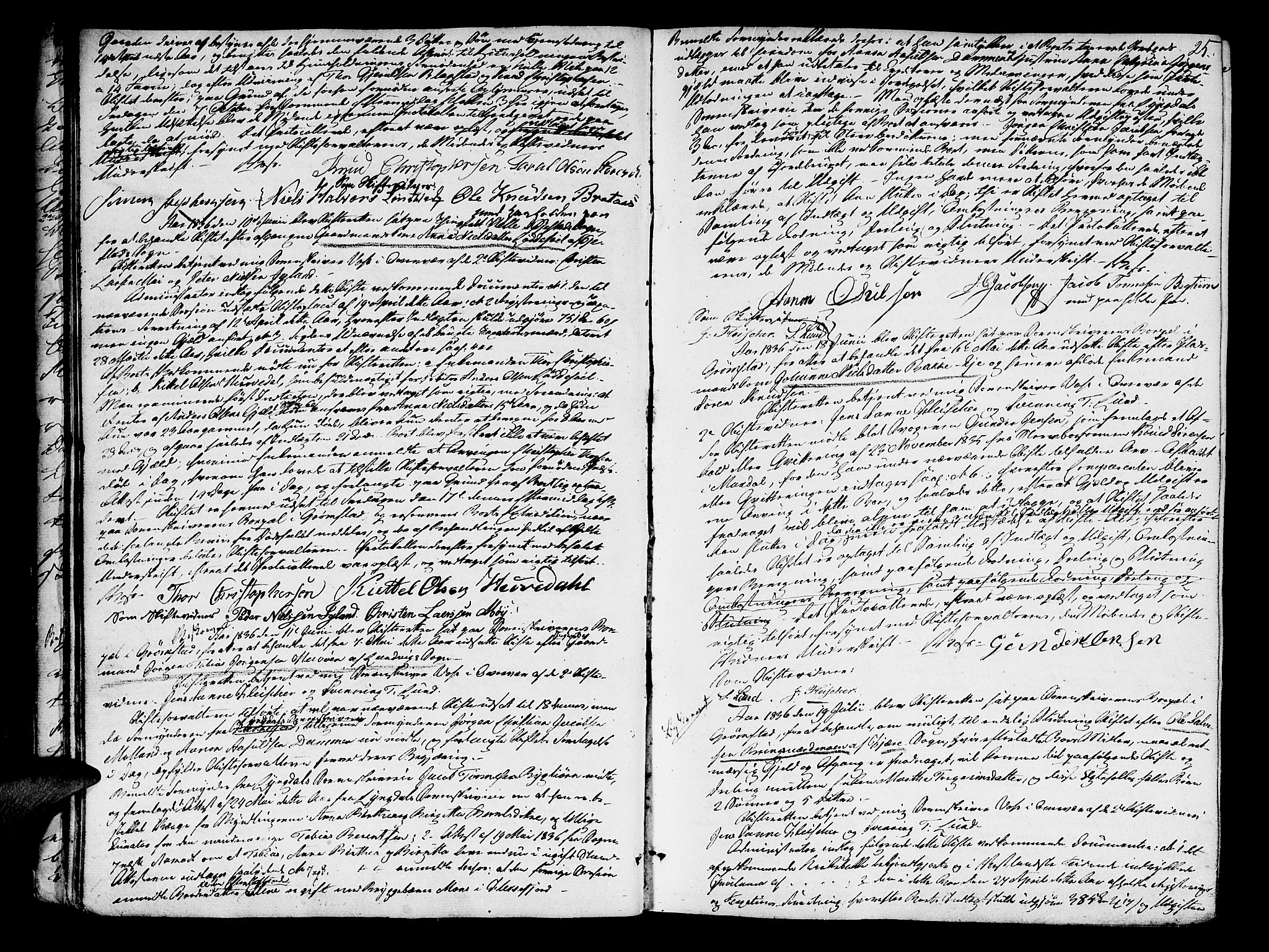 Vestre Nedenes/Sand sorenskriveri, AV/SAK-1221-0010/H/Hc/L0003: Skifteforhandlingsprotokoll nr. 1, 1835-1844, p. 24b-25a