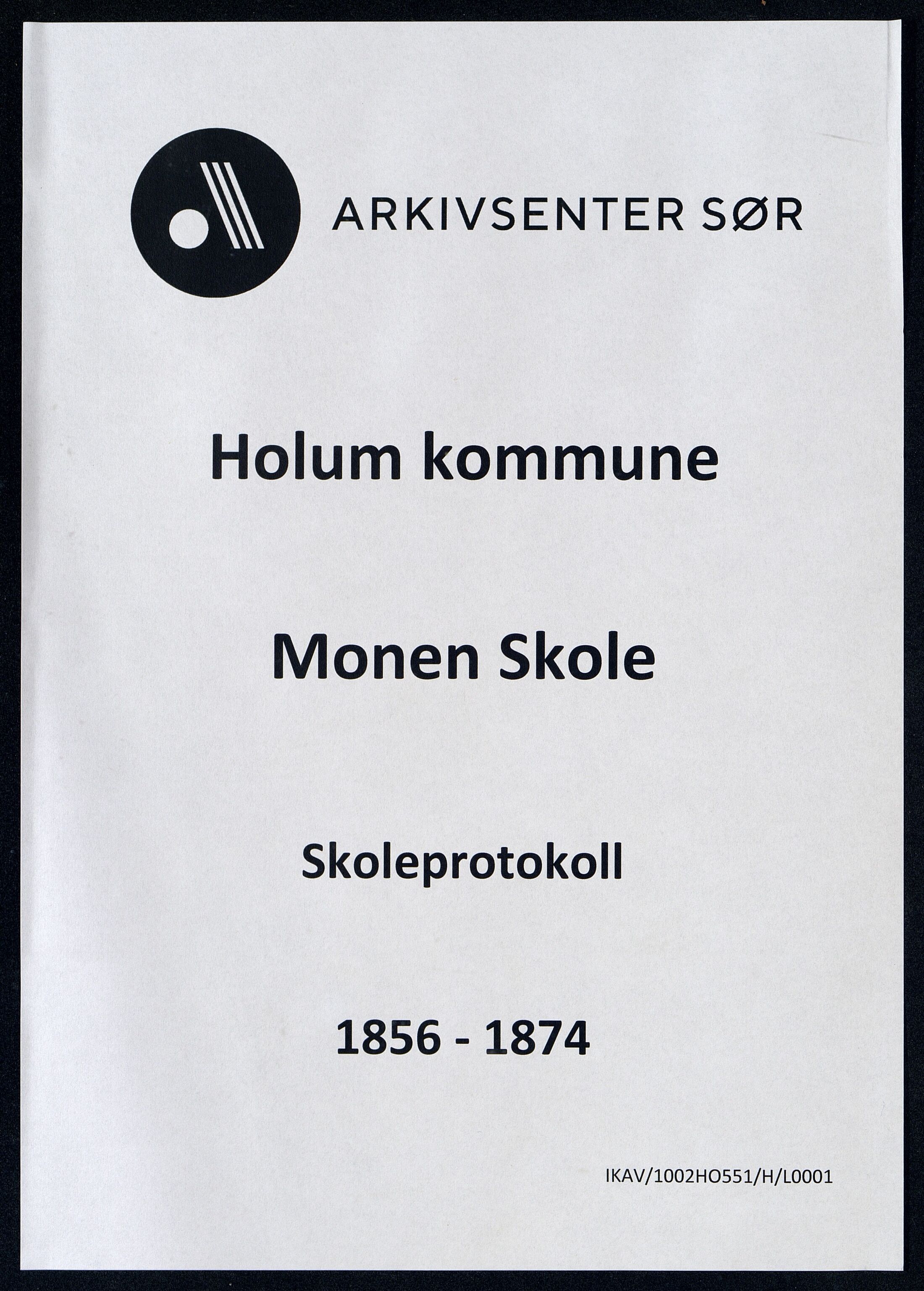 Holum kommune - Monen Skole, ARKSOR/1002HO551/H/L0001: Skoleprotokoll, 1856-1874