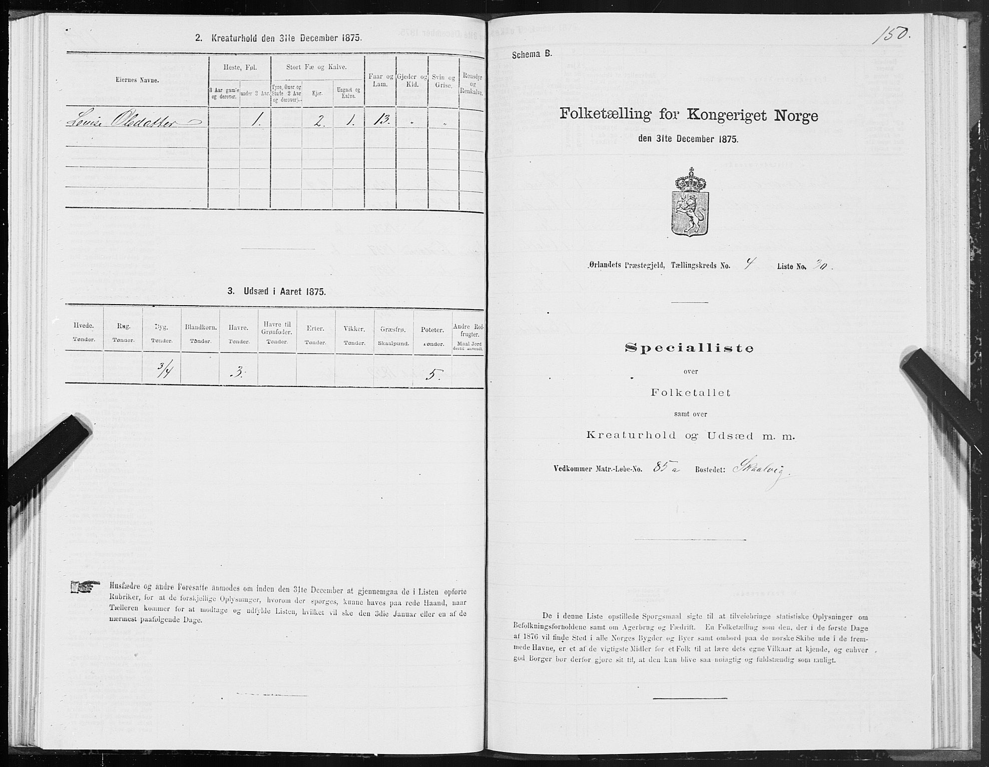 SAT, 1875 census for 1621P Ørland, 1875, p. 2150