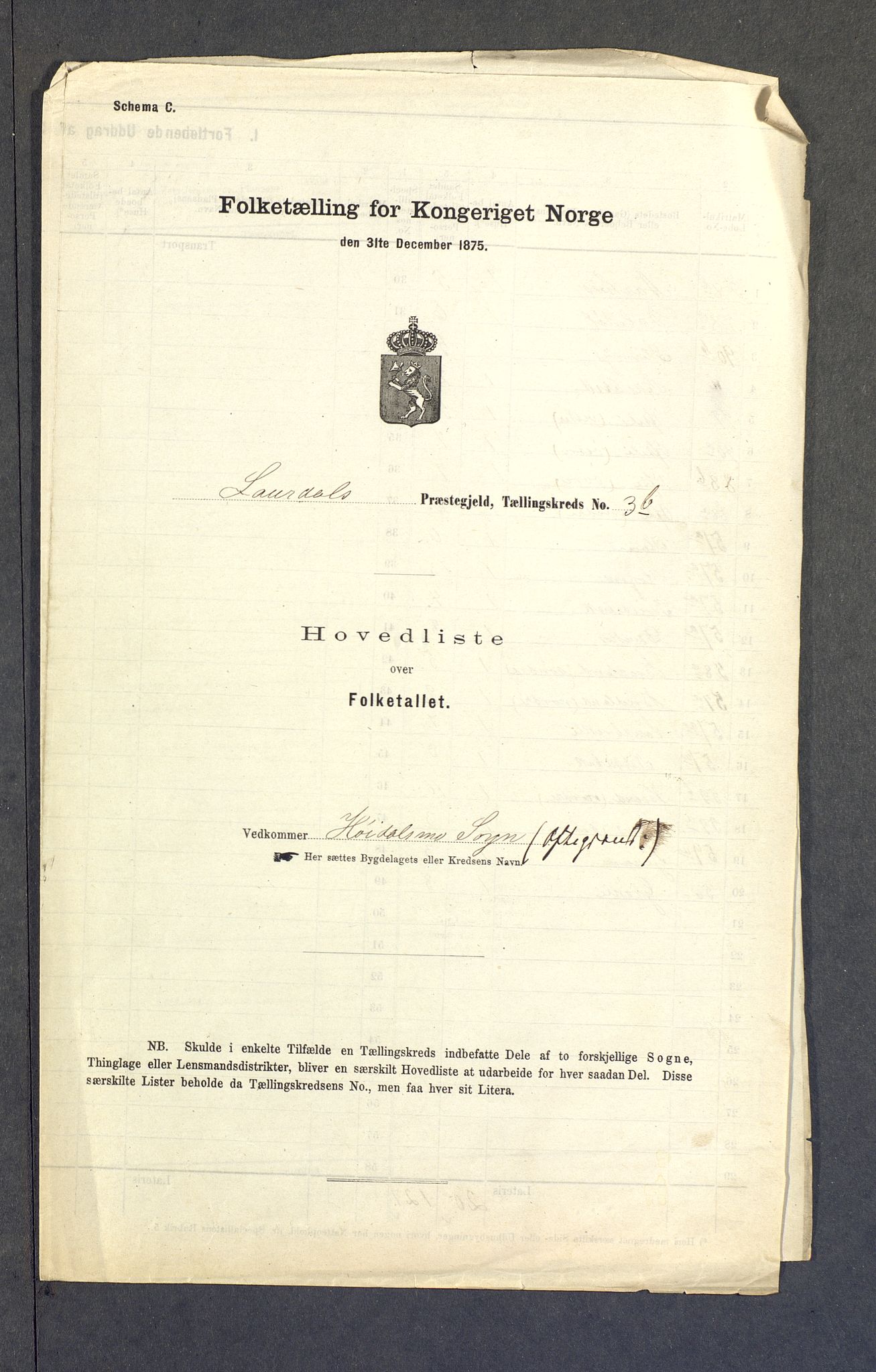 SAKO, 1875 census for 0833P Lårdal, 1875, p. 14