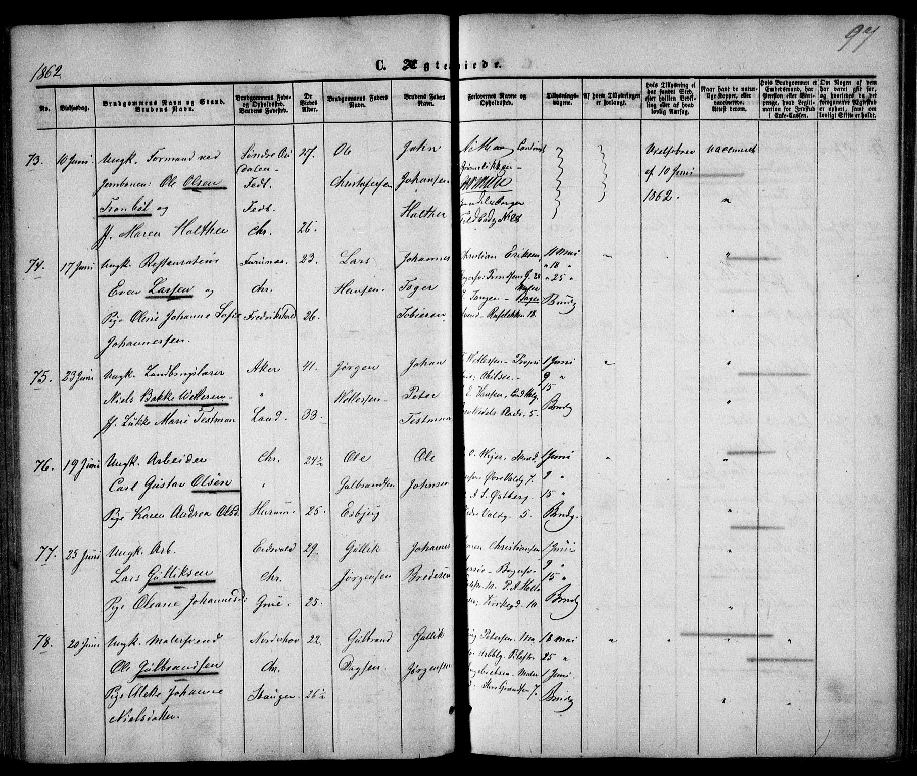 Trefoldighet prestekontor Kirkebøker, AV/SAO-A-10882/F/Fc/L0001: Parish register (official) no. III 1, 1858-1874, p. 97