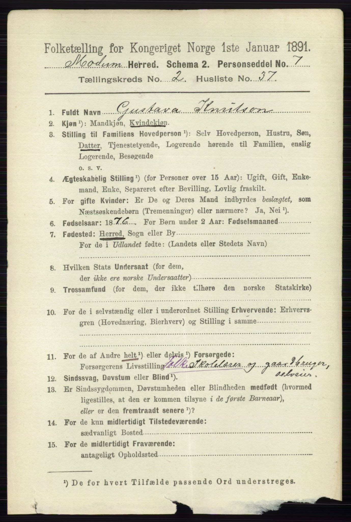 RA, 1891 census for 0623 Modum, 1891, p. 678