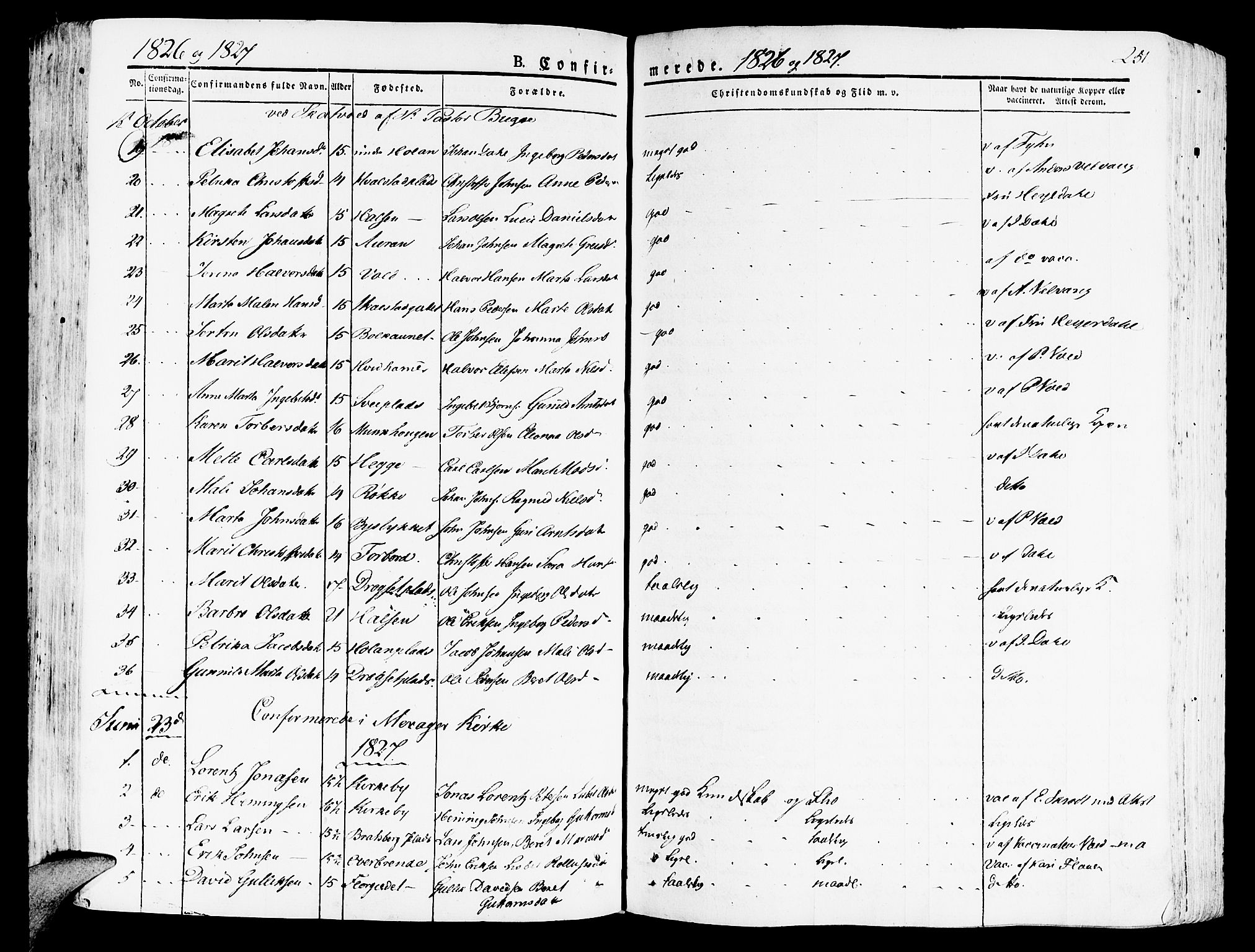 Ministerialprotokoller, klokkerbøker og fødselsregistre - Nord-Trøndelag, SAT/A-1458/709/L0070: Parish register (official) no. 709A10, 1820-1832, p. 251