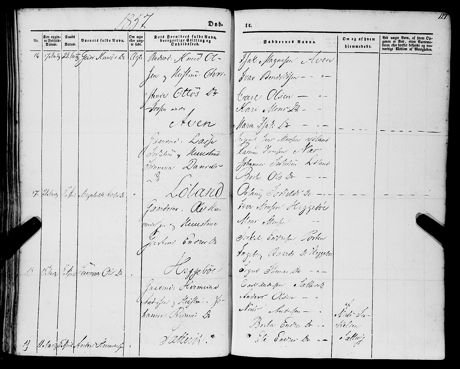 Lavik sokneprestembete, AV/SAB-A-80901: Parish register (official) no. A 3, 1843-1863, p. 127