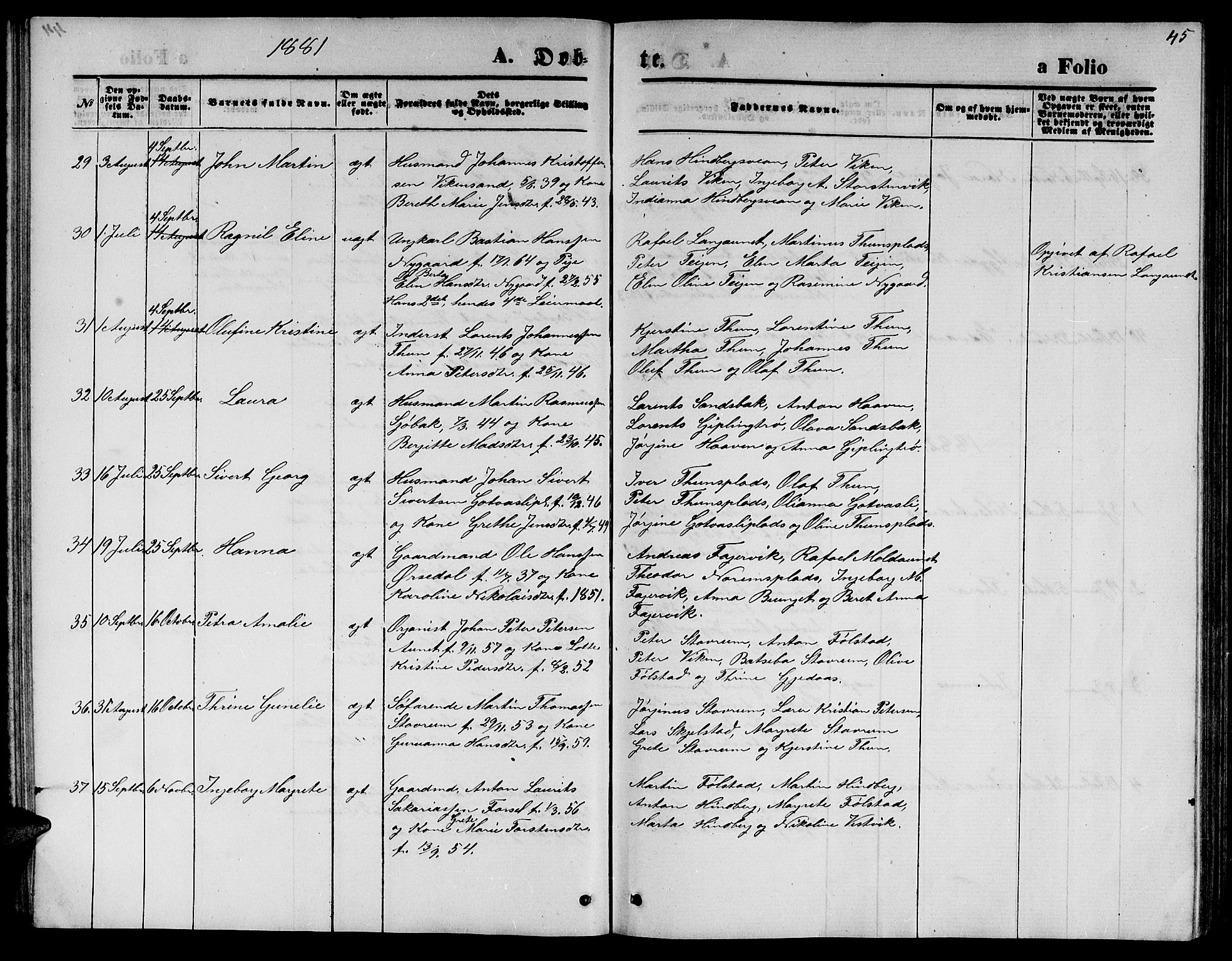 Ministerialprotokoller, klokkerbøker og fødselsregistre - Nord-Trøndelag, SAT/A-1458/744/L0422: Parish register (copy) no. 744C01, 1871-1885, p. 45