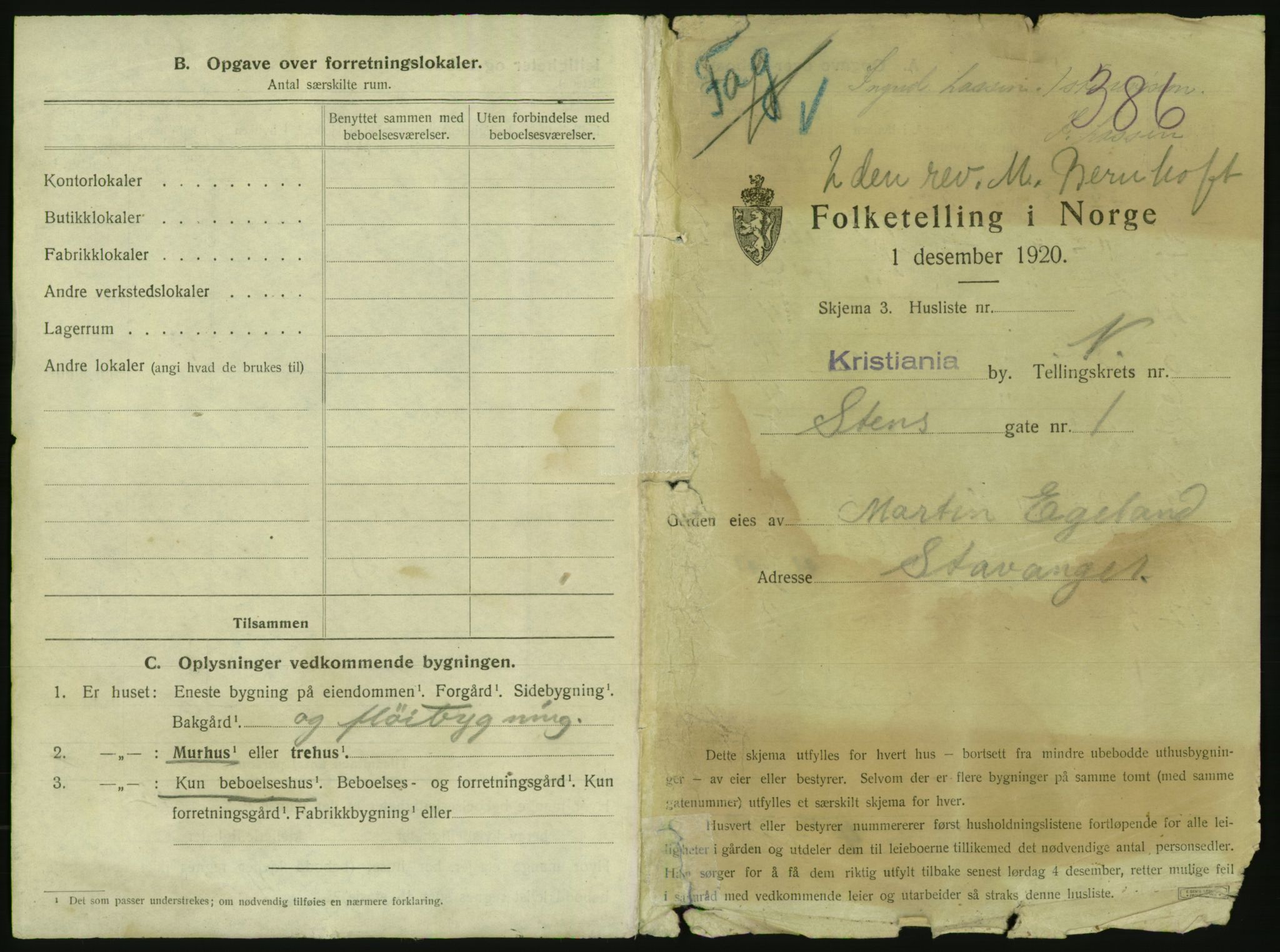 SAO, 1920 census for Kristiania, 1920, p. 103393